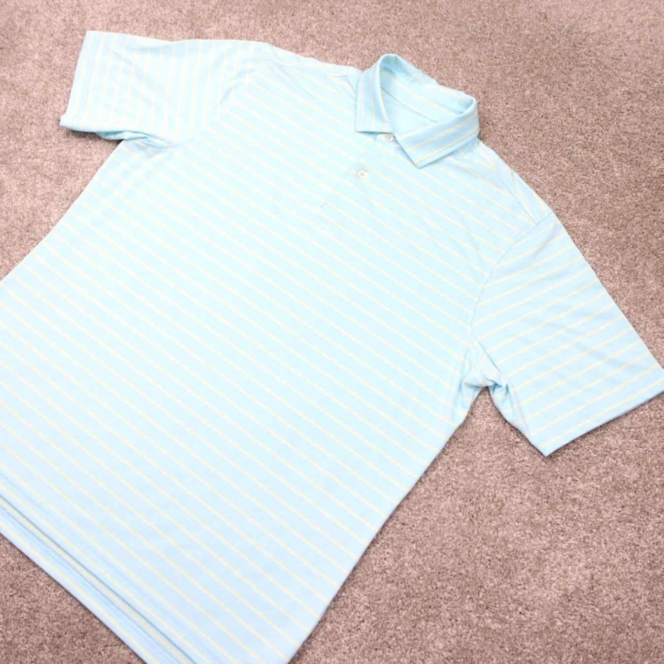 Vintage FG Tech Polo Shirt Men L Blue/Yellow Polyester Stretch Short Sleeve Pullover Size US L / EU 52-54 / 3 - 3 Thumbnail