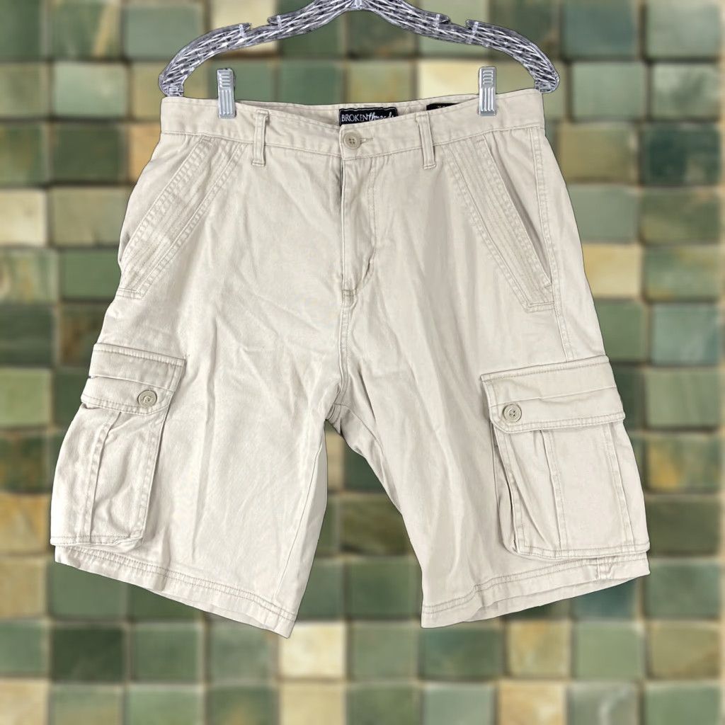 Vintage BROKEN THREAD Cargo Shorts Regular Fit Beige Men's 32 Size US 32 / EU 48 - 1 Thumbnail
