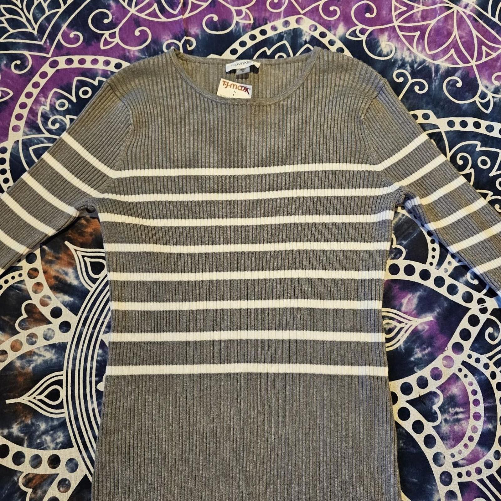 Calvin Klein Calvin Klein Women's Grey and White Sweater Dress Size M / US 6-8 / IT 42-44 - 4 Thumbnail