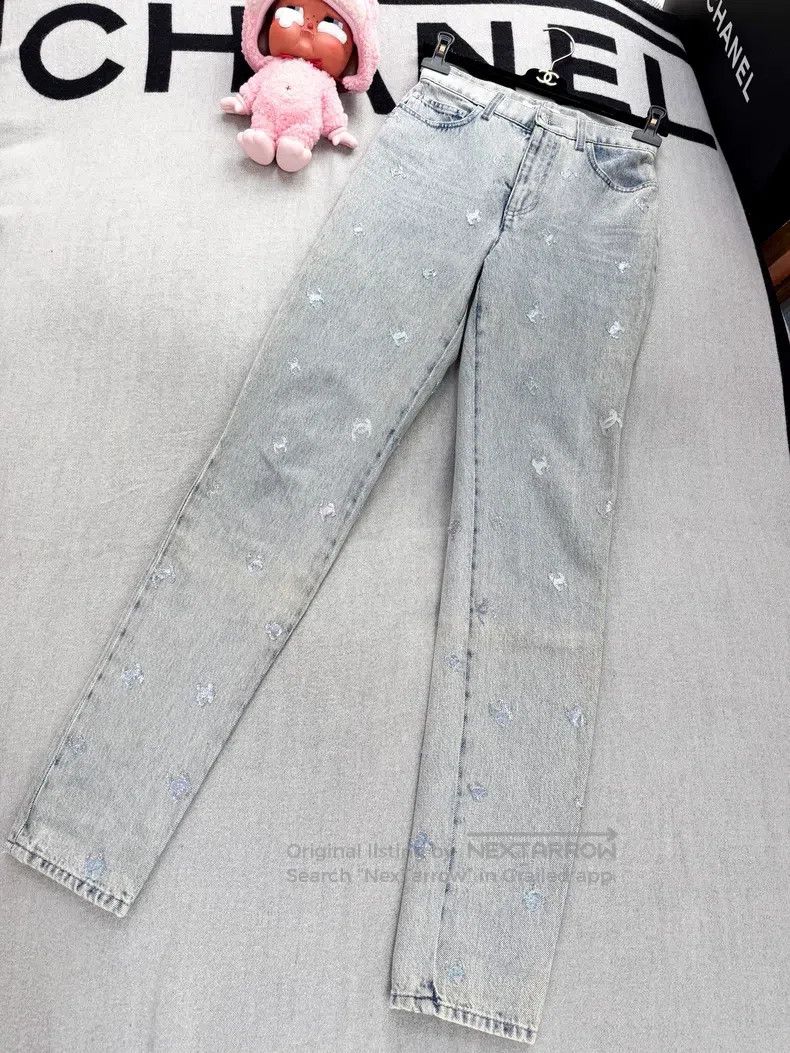 Chanel Chanel 21k blue-gray double C sequin jeans Size 42" / US 20 - 3 Thumbnail