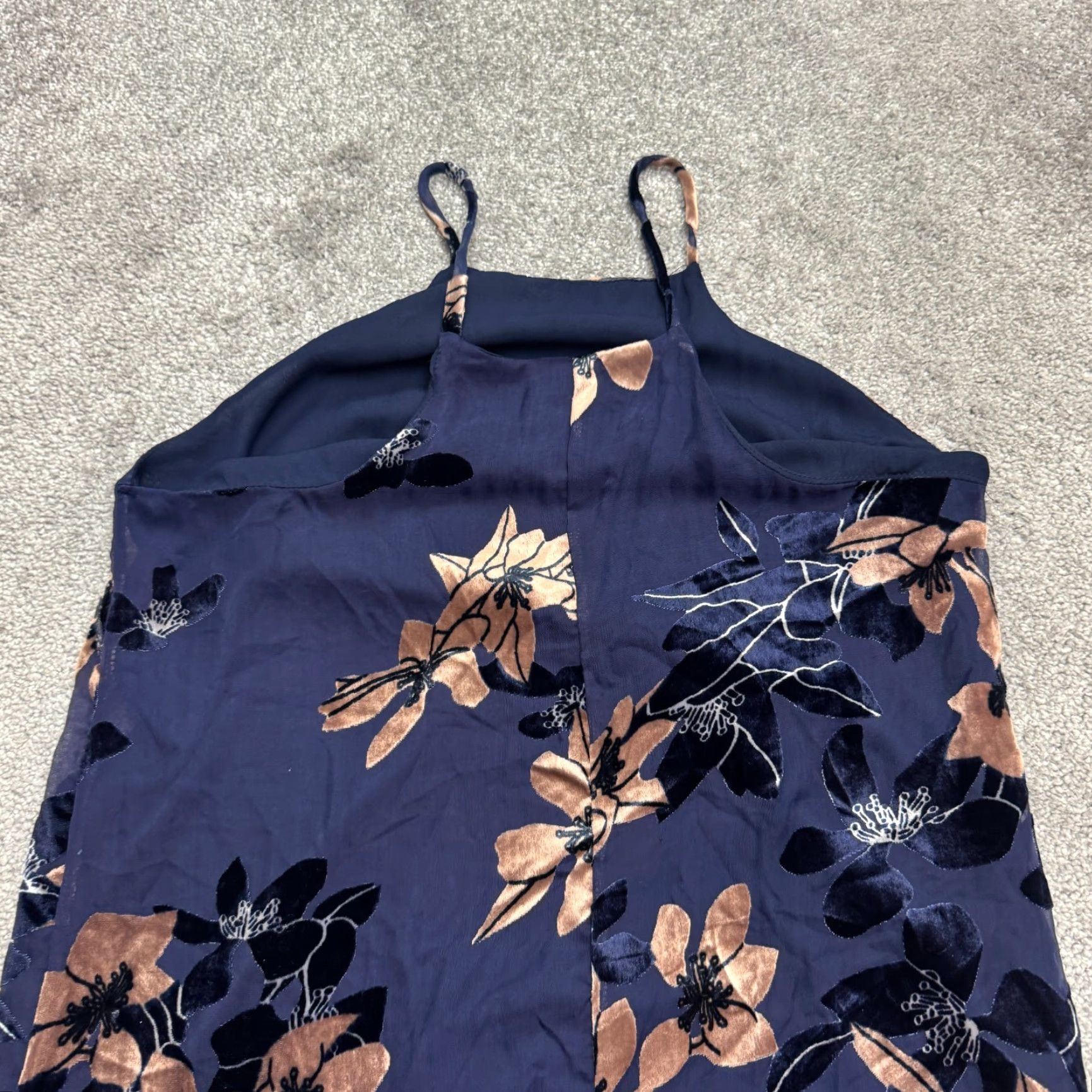 Velvet Mod Ref Floral Halter Maxi Tank Dress Womens S Navy Velvet Burnout Bohemian Size S / US 4 / IT 40 - 3 Thumbnail