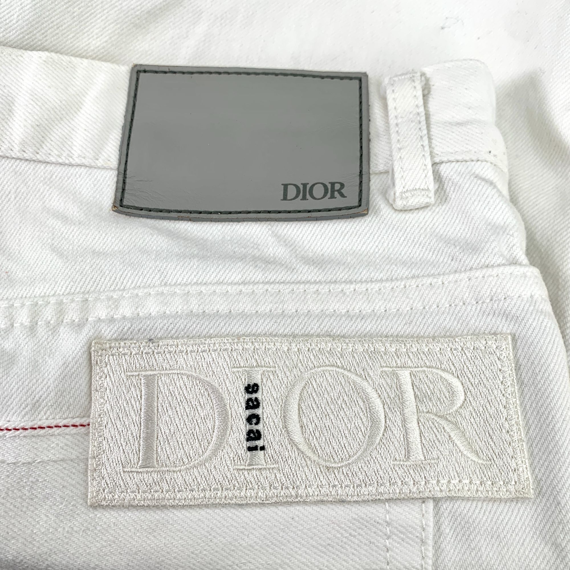 Dior Dior White Slim-Fit Cotton Denim Jeans With Embroidered Logo Size 31" - 4 Thumbnail