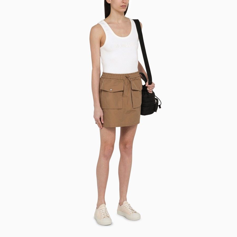 Moncler o1d2blof0924 Cotton-Blend Miniskirt in Beige Size 27" / US 4 / IT 40 - 2 Thumbnail