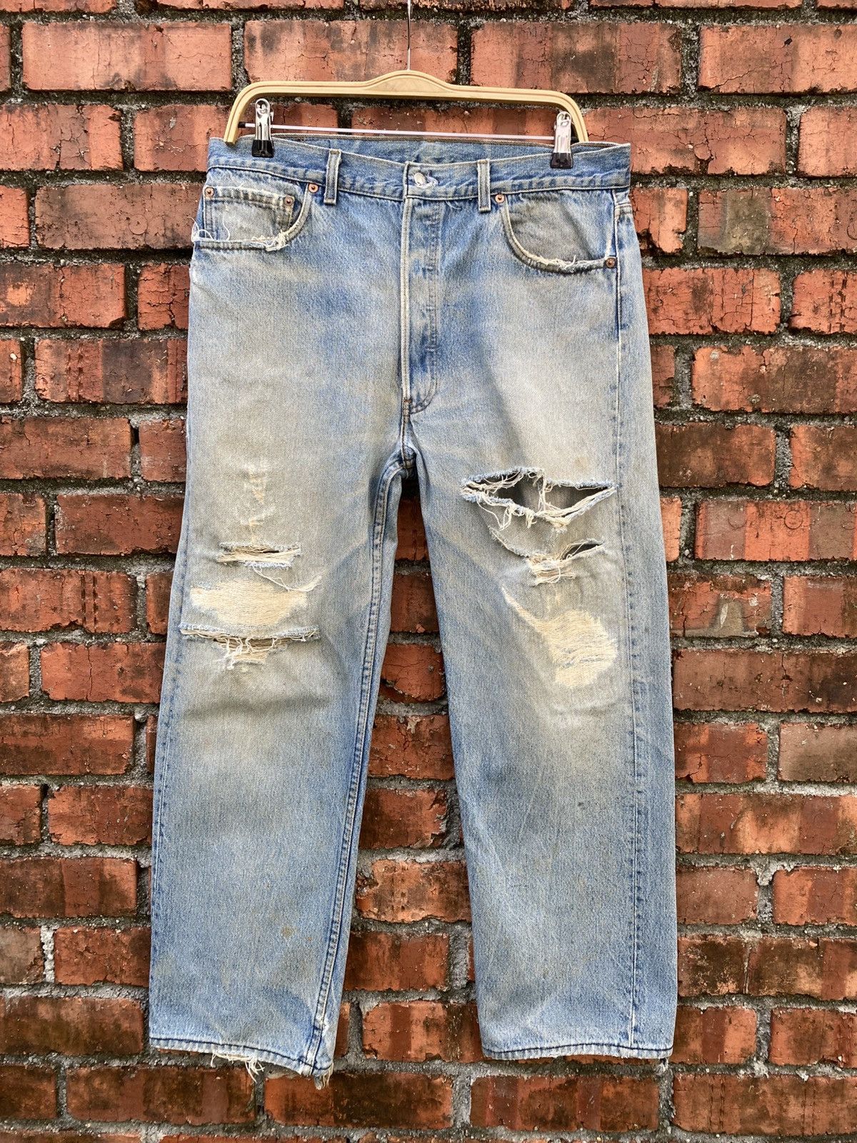 Levi's Vintage Clothing W35x27.5 Vintage levi's 501 distressed made in USA Size US 35 - 1 Thumbnail