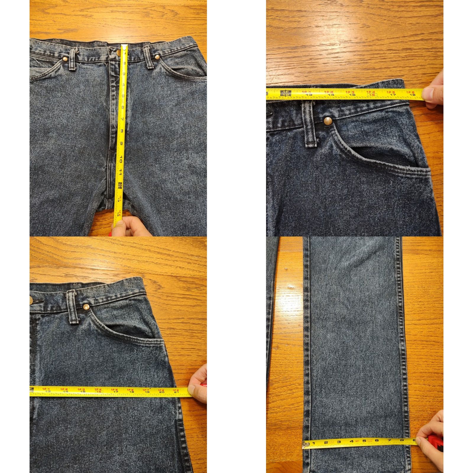 Wrangler VINTAGE Wrangler 13MWZ Jeans Bootcut Denim Blue 35x34 USA Mens Regular 5-Pocket Distressed Size US 35 - 8 Thumbnail