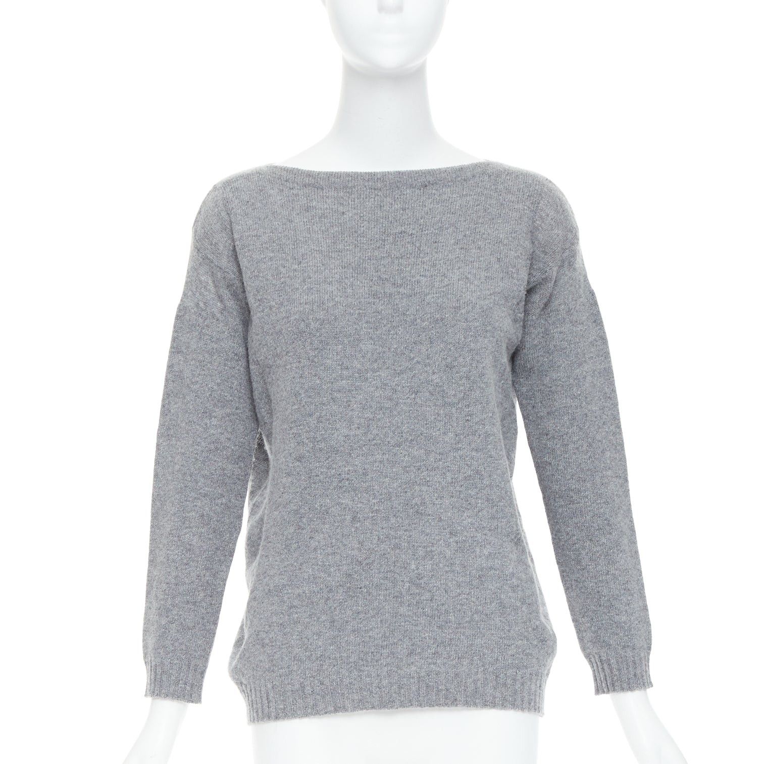 Prada PRADA grey bateau neck panelled crop sleeves sweater Size S / US 4 / IT 40 - 1 Thumbnail