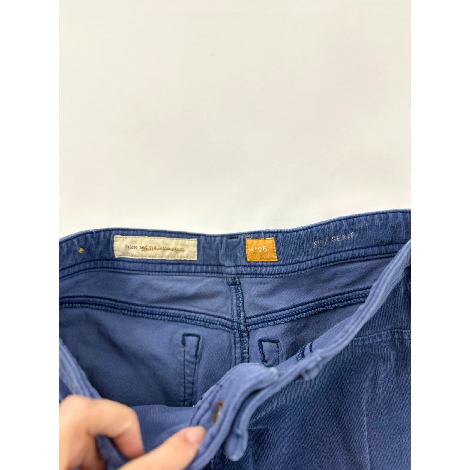Anthropologie Pilcro and the Letterpress Pants Anthropologie 26 Blue Corduroy Serif Size 26" / US 2 / IT 38 - 4 Thumbnail