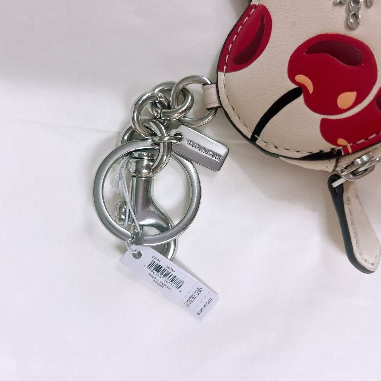 Coach Heart Coin Pouch Bag Charm With Cherry Print CZ091 Size ONE SIZE - 3 Thumbnail