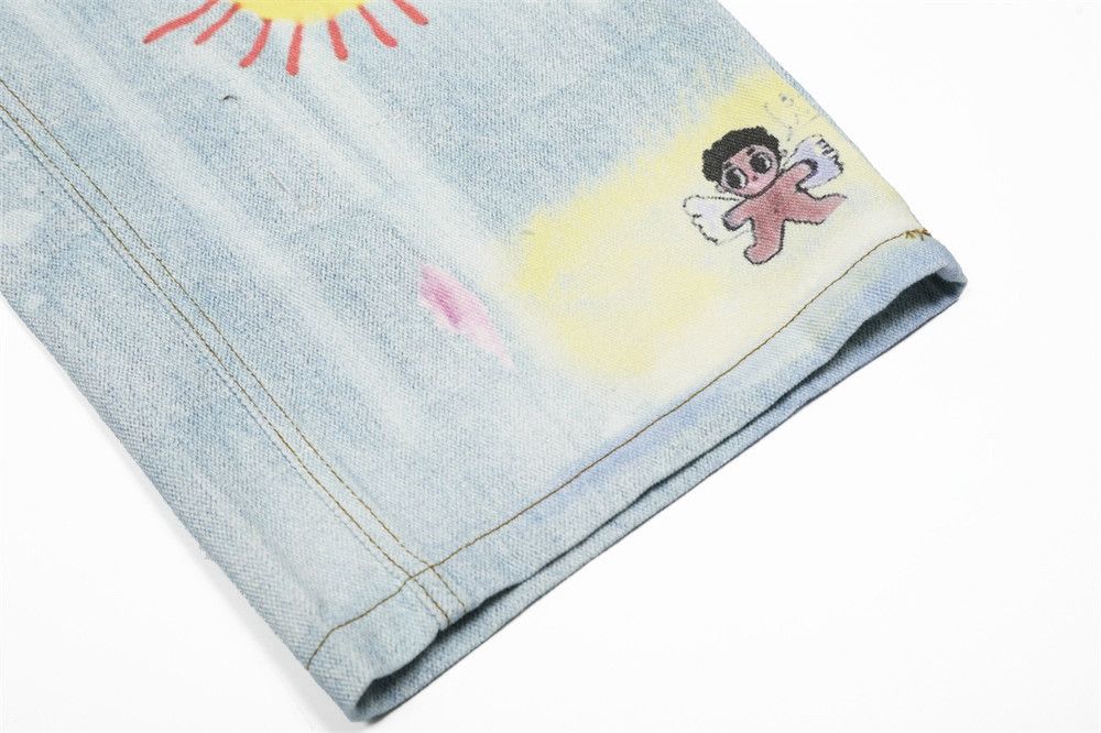 Vintage Hip Hop Men's High Street Graffiti Print Wide-Leg Jeans Size US 32 / EU 48 - 6 Thumbnail