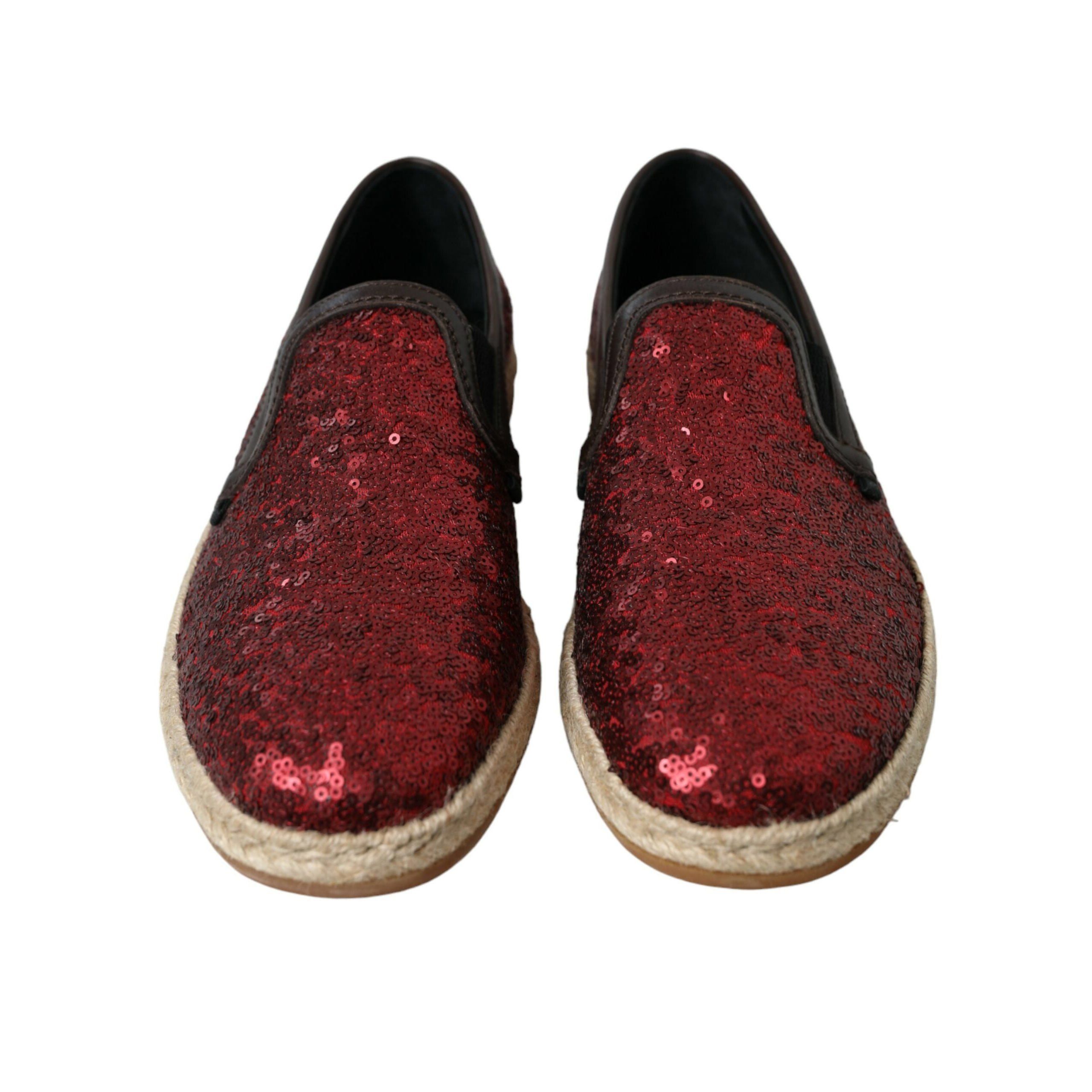 Dolce & Gabbana Red Crown Embellished Dress Loafers Men\'s Shoes Dolce & Gabbana Red Black Jacquard Slip On Loafers Shoes main image 2