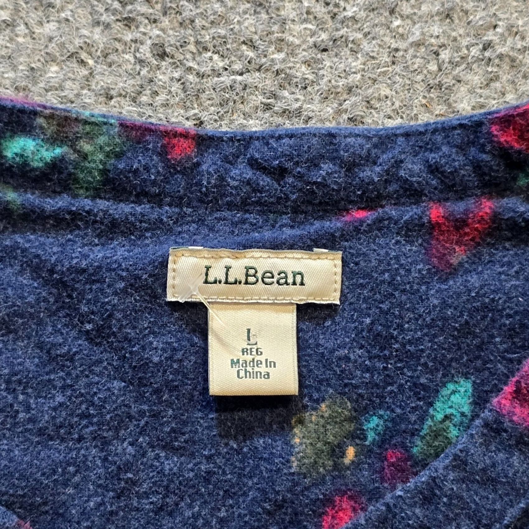 Vintage L.L. Bean Top Womens Large Blue Flannel Floral Button Long Sleeve Casual Outdoors Shirt Size L / US 10 / IT 46 - 3 Thumbnail