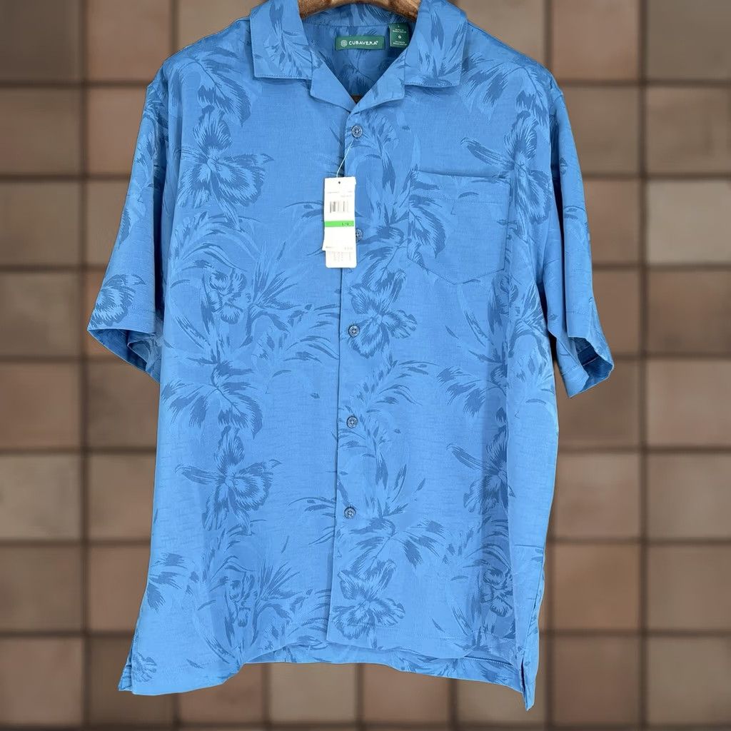 Cubavera Cubavera Floral and Leaf Jacquard Shirt Mens Large True Blue NWT Brand New! Size US L / EU 52-54 / 3 - 1 Thumbnail
