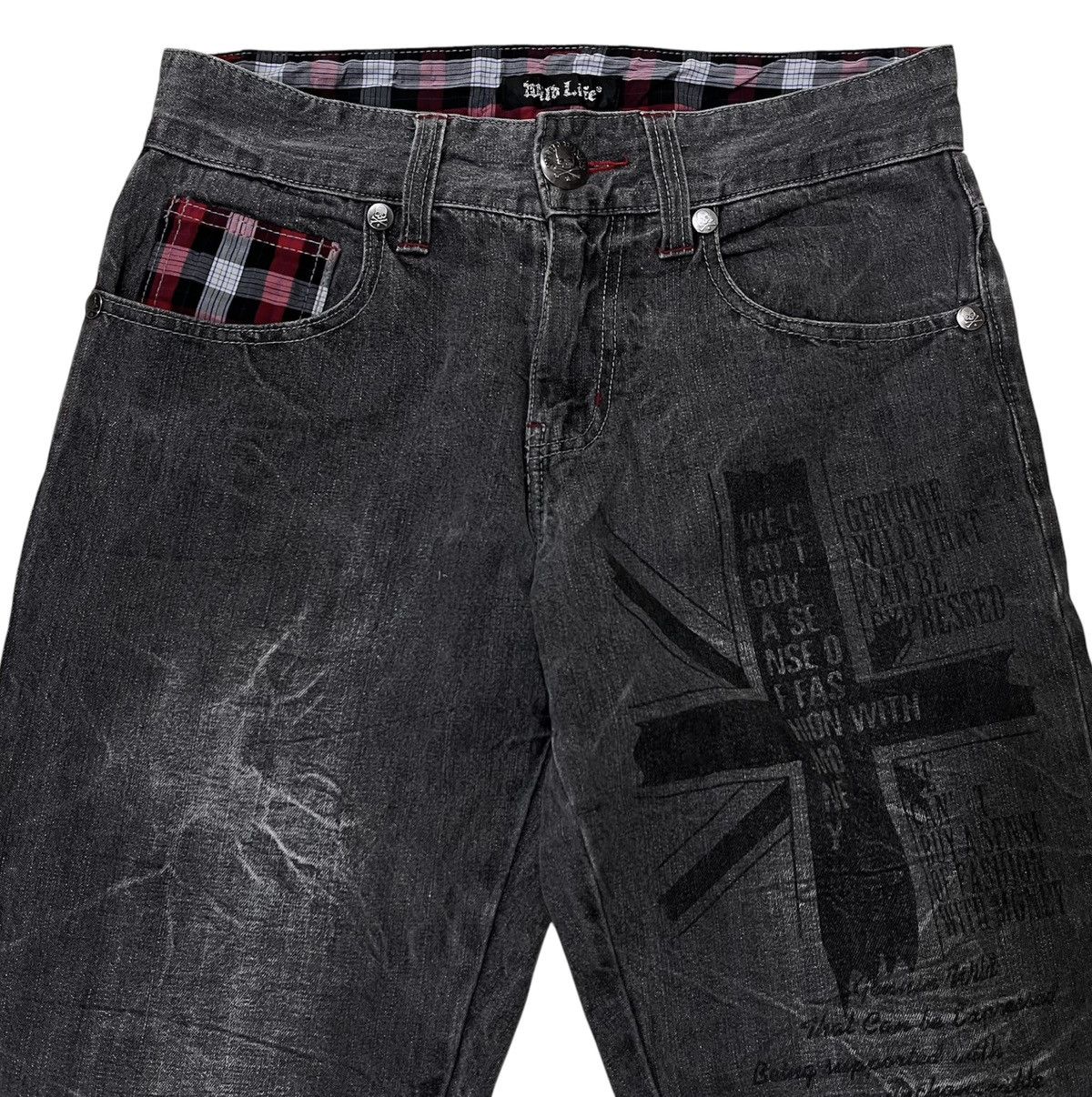 Japanese Brand Black washed❗️Wild life nice design poem pants Size US 30 / EU 46 - 3 Thumbnail