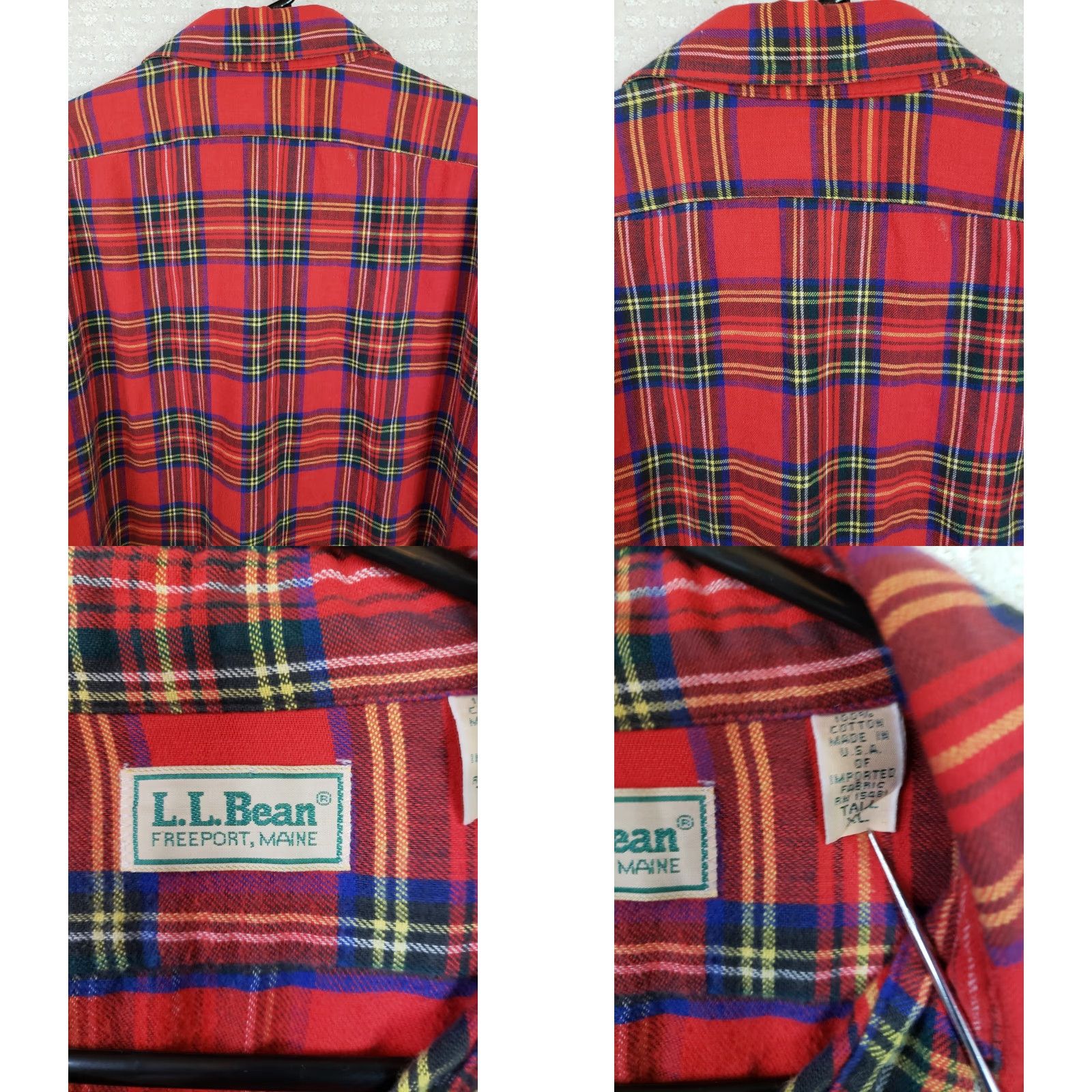 Vintage LL Bean Flannel Shirt Mens XLT Tall Red Tartan Plaid Long Sleeve Button Up Size US XL / EU 56 / 4 - 8 Thumbnail