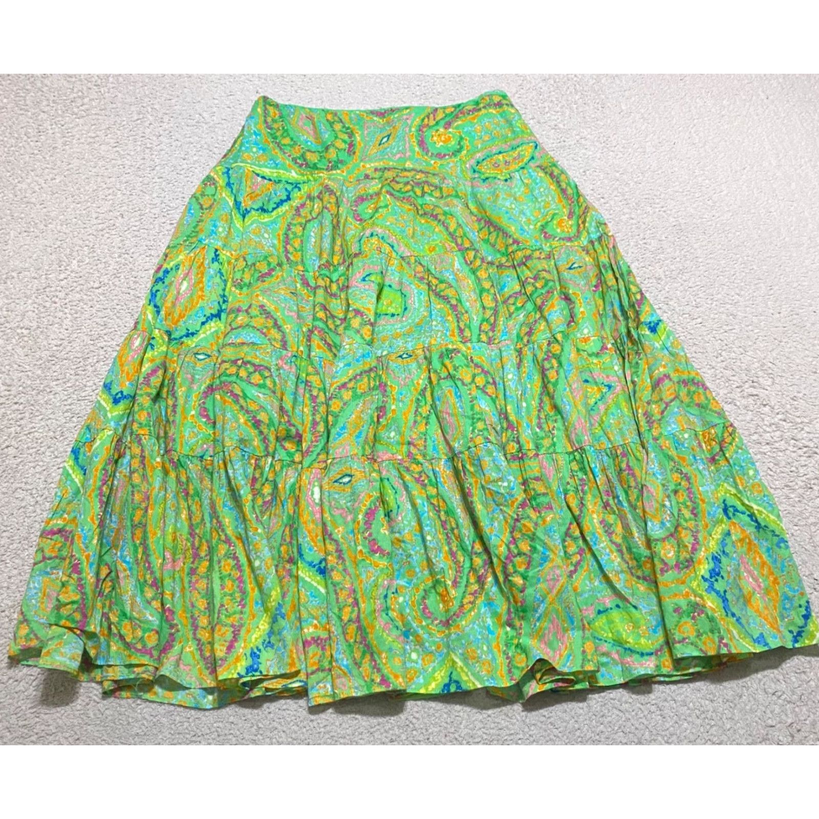 Ralph Lauren Lauren Ralph Lauren Skirt Womens PS Multicolor Geometric Boho Midi Lined A-Line Layered Caprise? Size 28" / US 6 / IT 42 - 2 Thumbnail