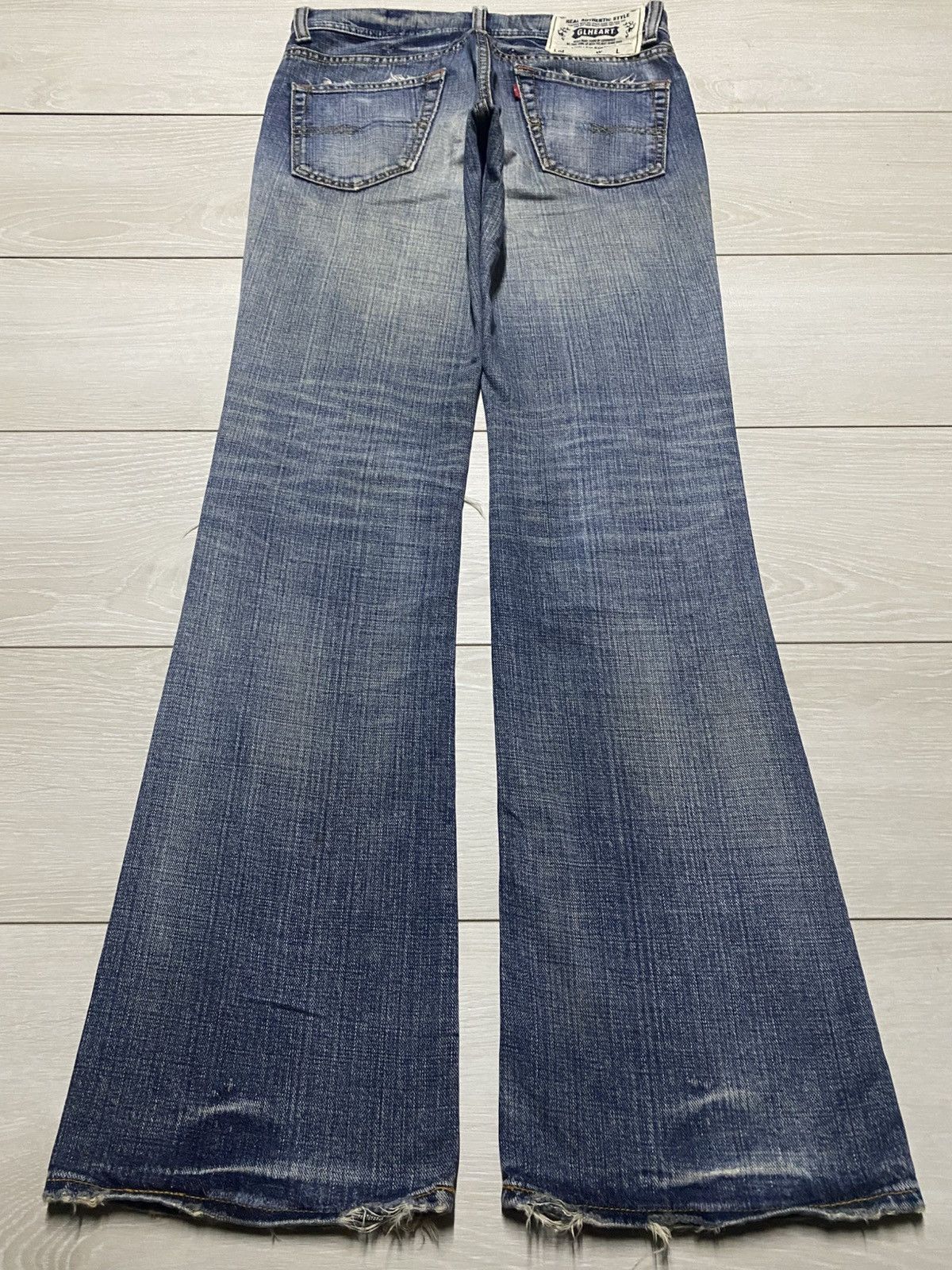 If Six Was Nine Vintage Real Authentic Style GLHeart Flare Faded Blue Size US 31 - 2 Thumbnail