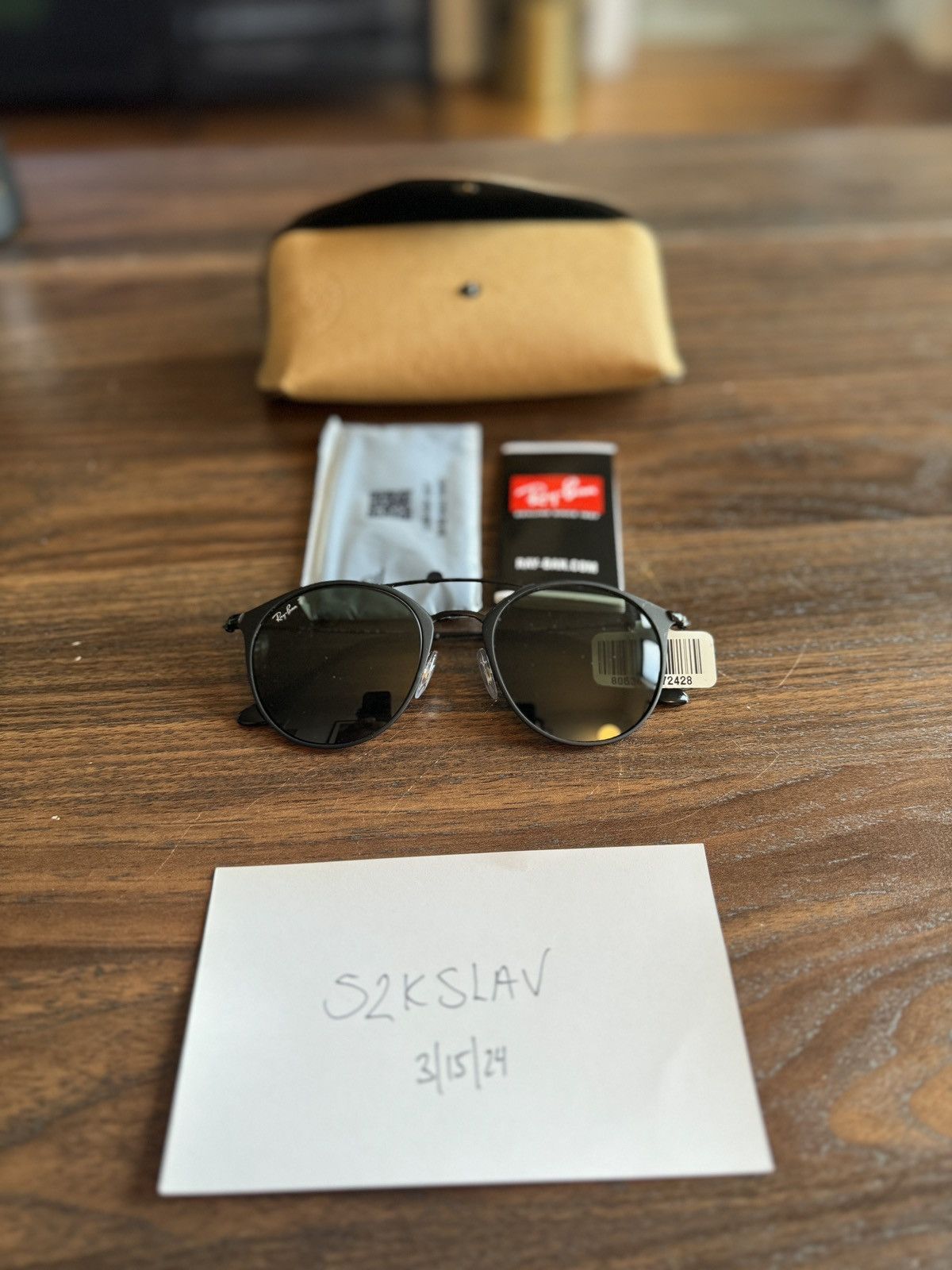 image of Rayban Polarized Sunglasses in Black, Men's