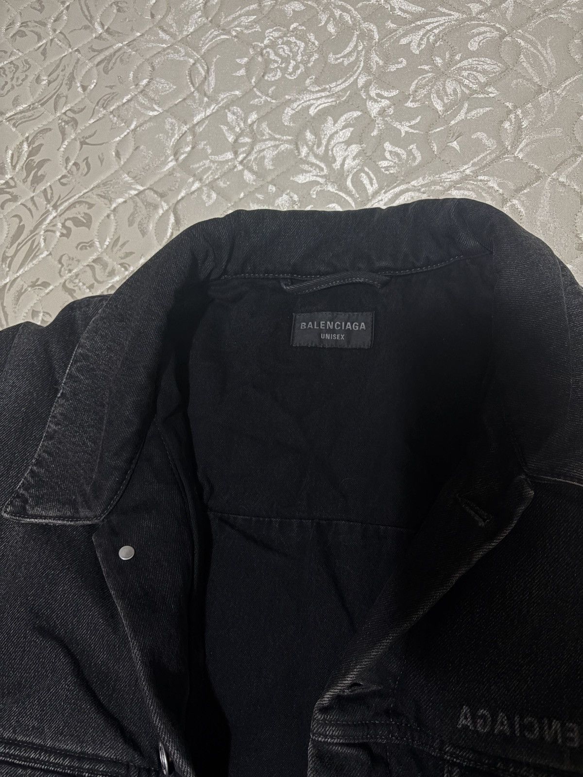 Balenciaga Mirror Padded Denim Jacket 'Dark Grey' Size US XL / EU 56 / 4 - 3 Thumbnail