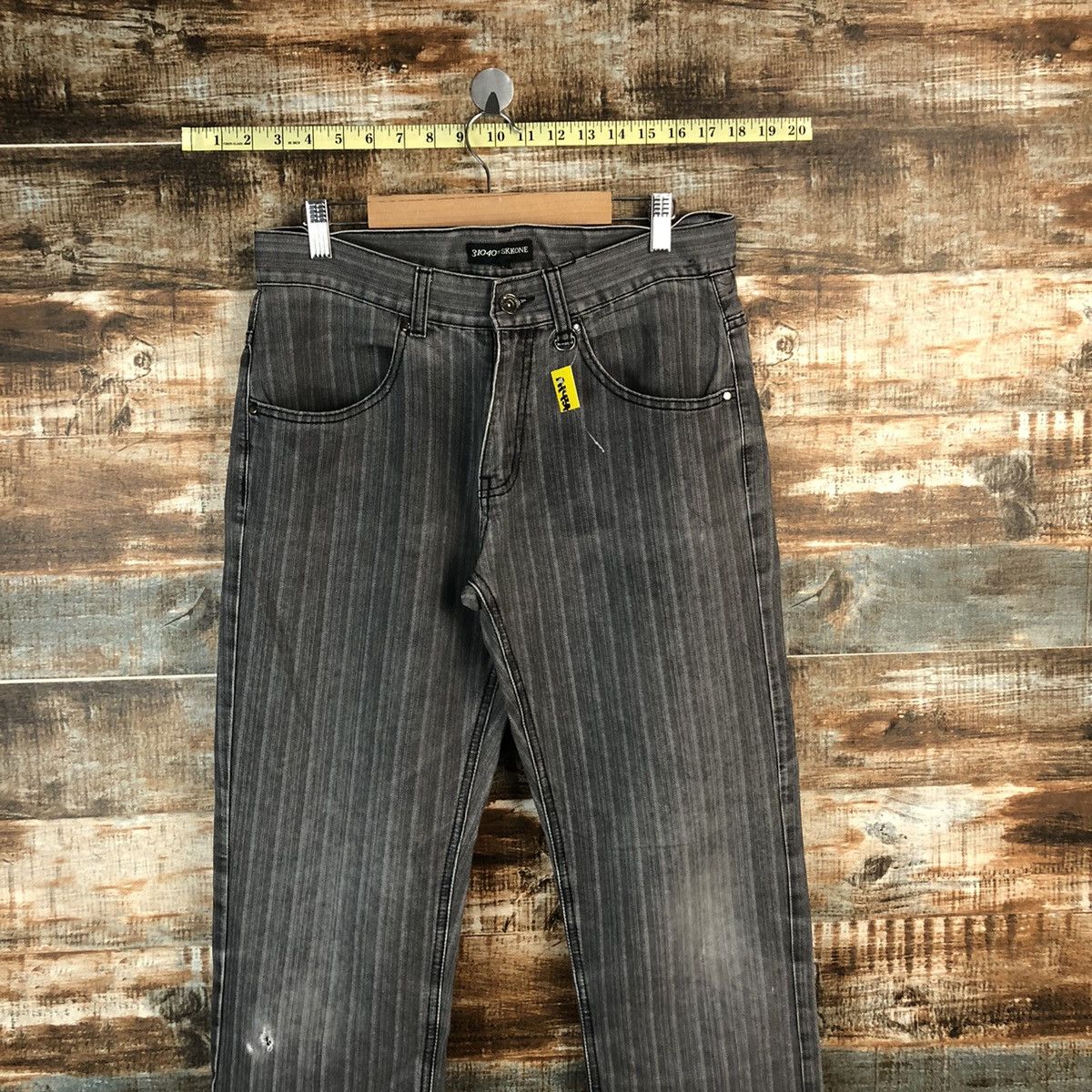 Japanese Brand Skkone Grey stripe cargo Casual Pants #A1434 Size US 32 / EU 48 - 2 Thumbnail