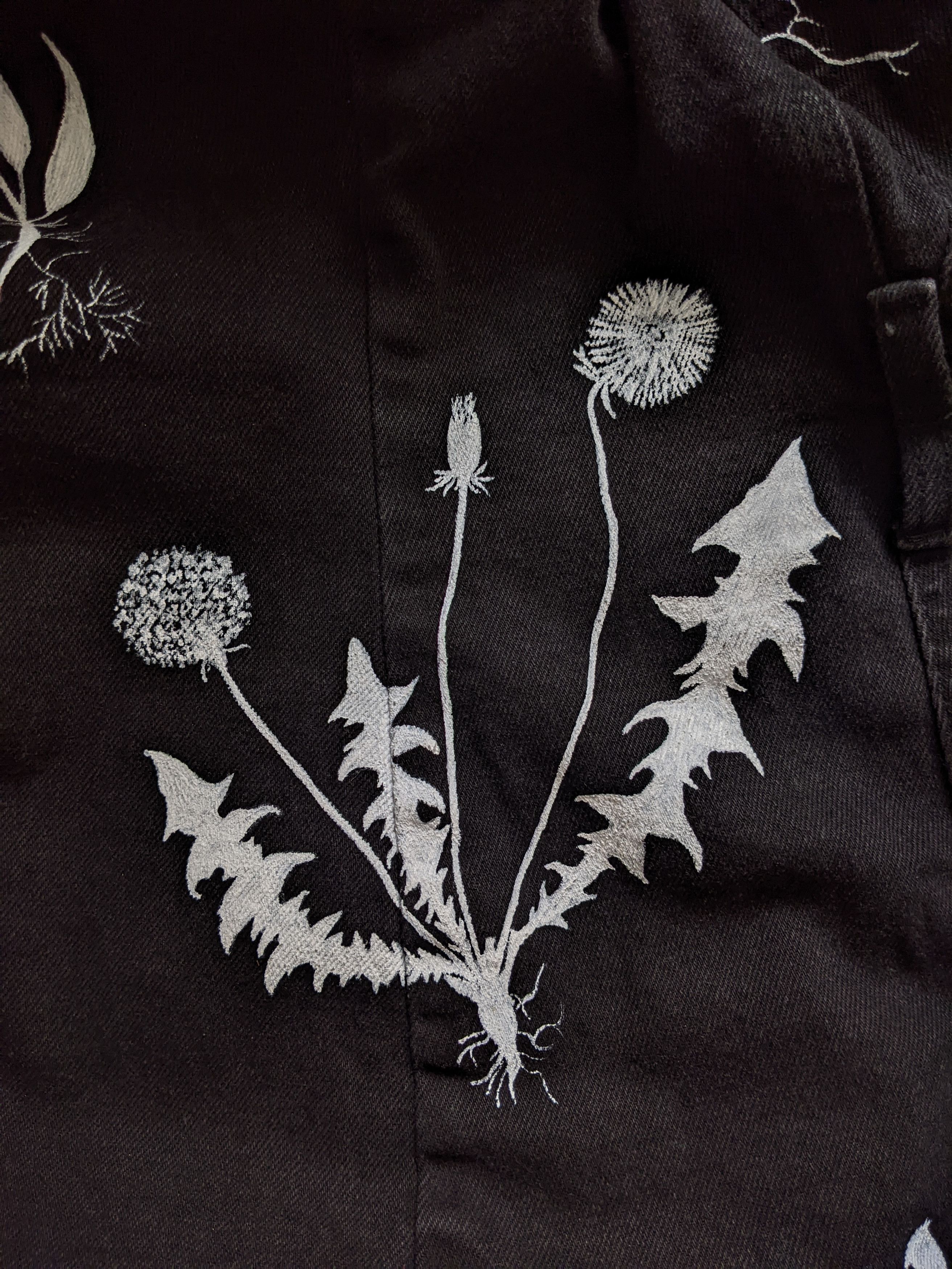 Handmade 1of1 Hand-painted denim dress with white flowers Size S / US 4 / IT 40 - 7 Thumbnail