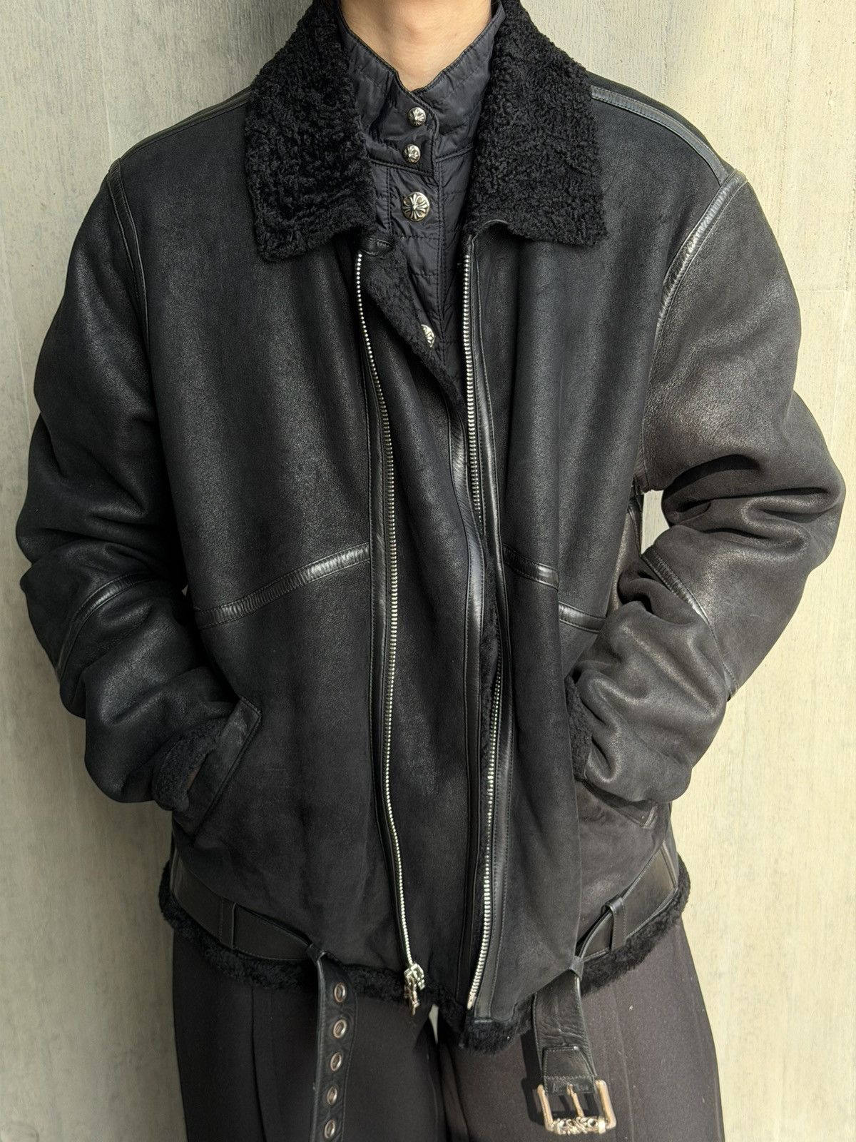 Chrome Hearts Chrome Hearts Mouton Fur Suede Shearling Jacket Size US L / EU 52-54 / 3 - 2 Thumbnail