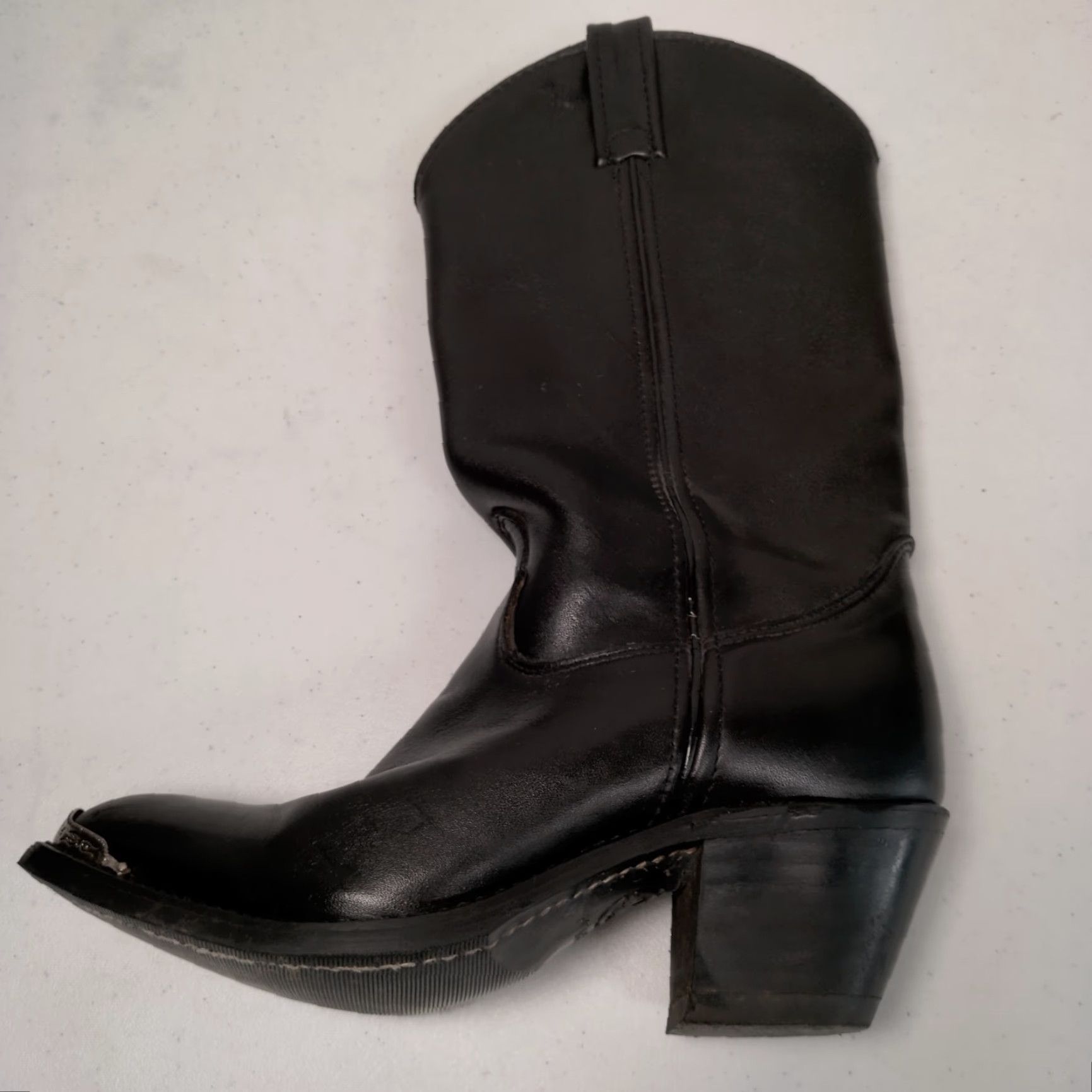 Doublet VINTAGE Double-H Western Cowgirl Boots Women 7M Leather Black Mid-Calf Pointed Toe Casual Fall Winter Size US 7 / IT 37 - 4 Thumbnail