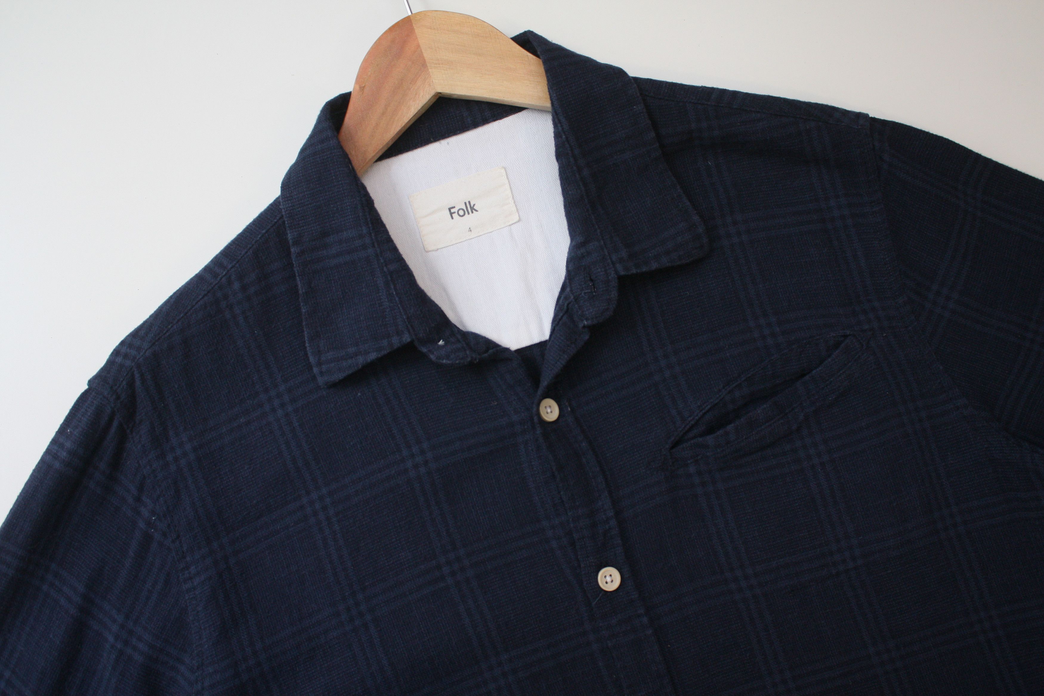 Folk Folk Navy Checkered Cotton Shirt Men's Size US M / EU 48-50 / 2 - 4 Thumbnail