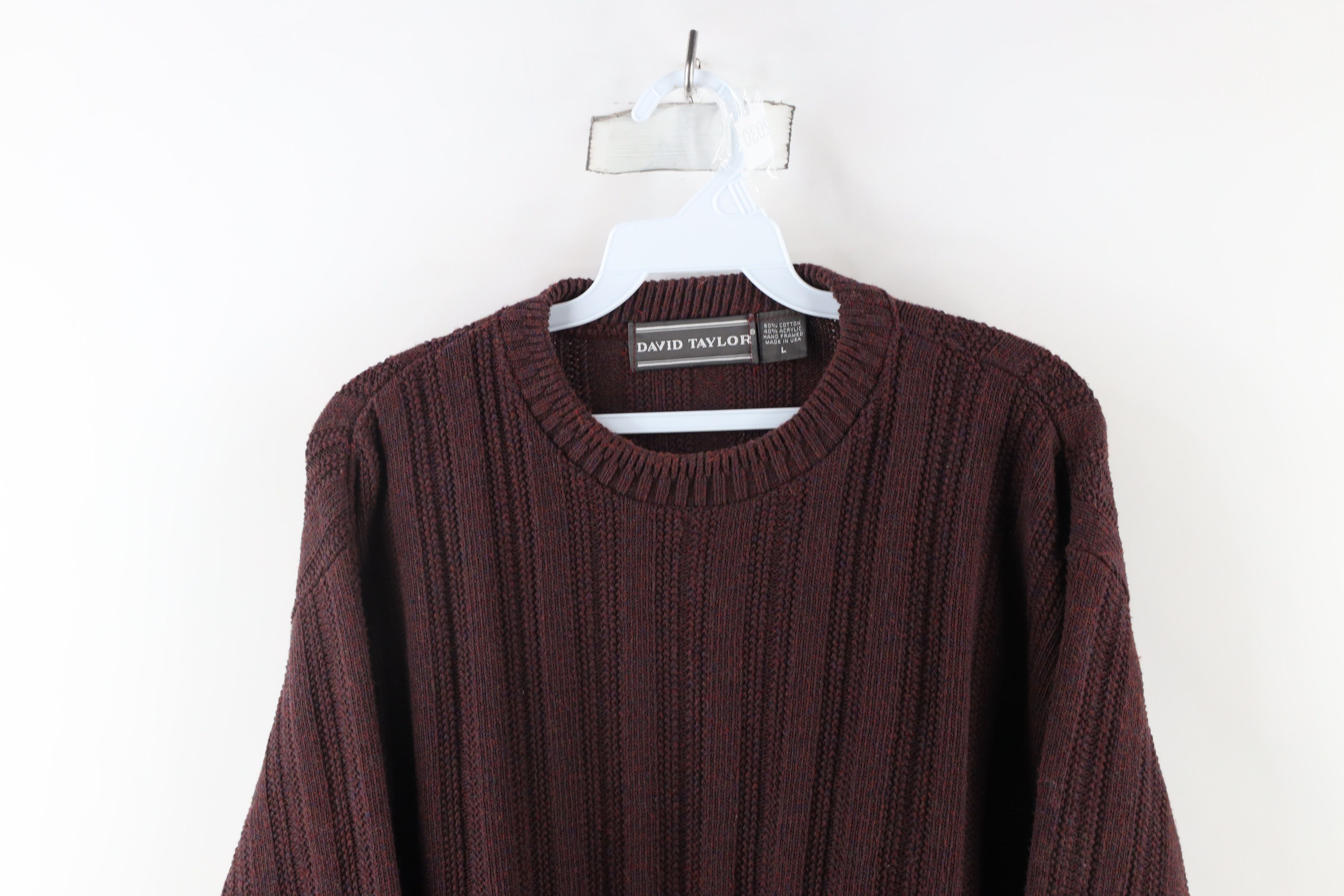 Vintage Vintage 90s Streetwear Framed Ribbed Knit Sweater Red USA Size US L / EU 52-54 / 3 - 2 Thumbnail