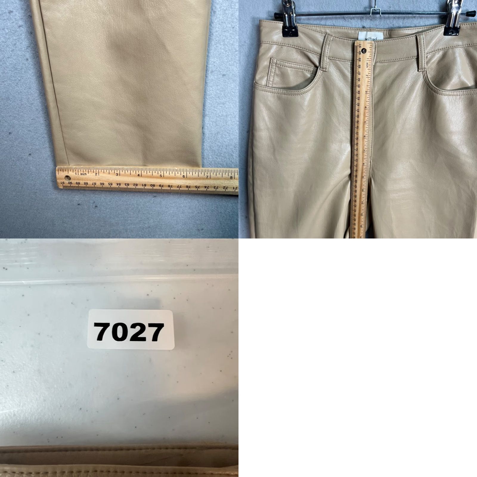 Vintage VINTAGE Wilfred Pants Women's High-Rise Beige Faux Leather Tapered Leg 2 Adult Inseam 27" Front Flat Front Ankle Style Size 26" / US 2 / IT 38 - 8 Thumbnail