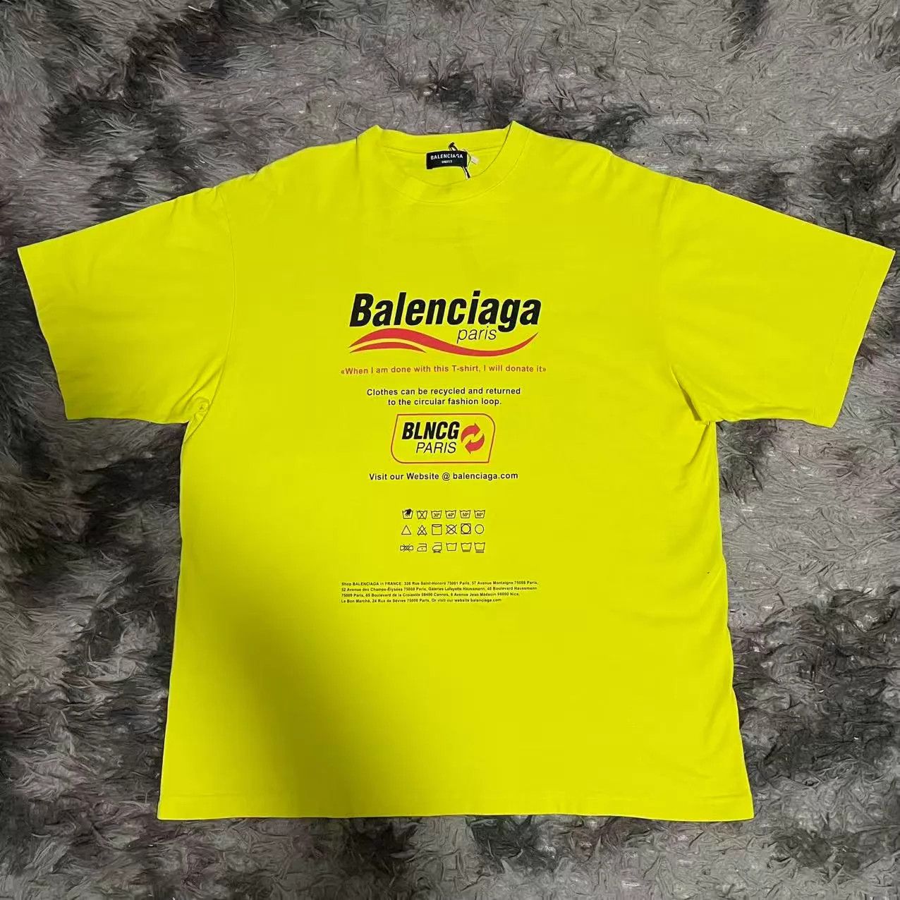 Balenciaga BALENCIAGA Yellow Eco Wave Logo Short Sleeve T-Shirt Size US XS / EU 42 / 0 - 1 Thumbnail