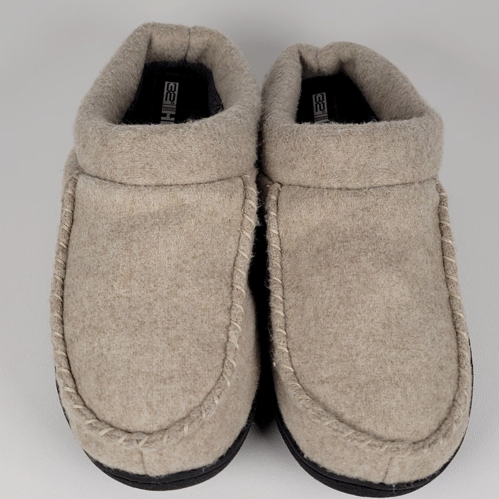 Vintage 32 Degrees Men Slipper Indoor Outdoor Black 11-12 Memory Foam Cushioned Insole Plush Lining Slip Resistant Wool Blend Machine Washable Slippers Mens Size ONE SIZE - 2 Thumbnail