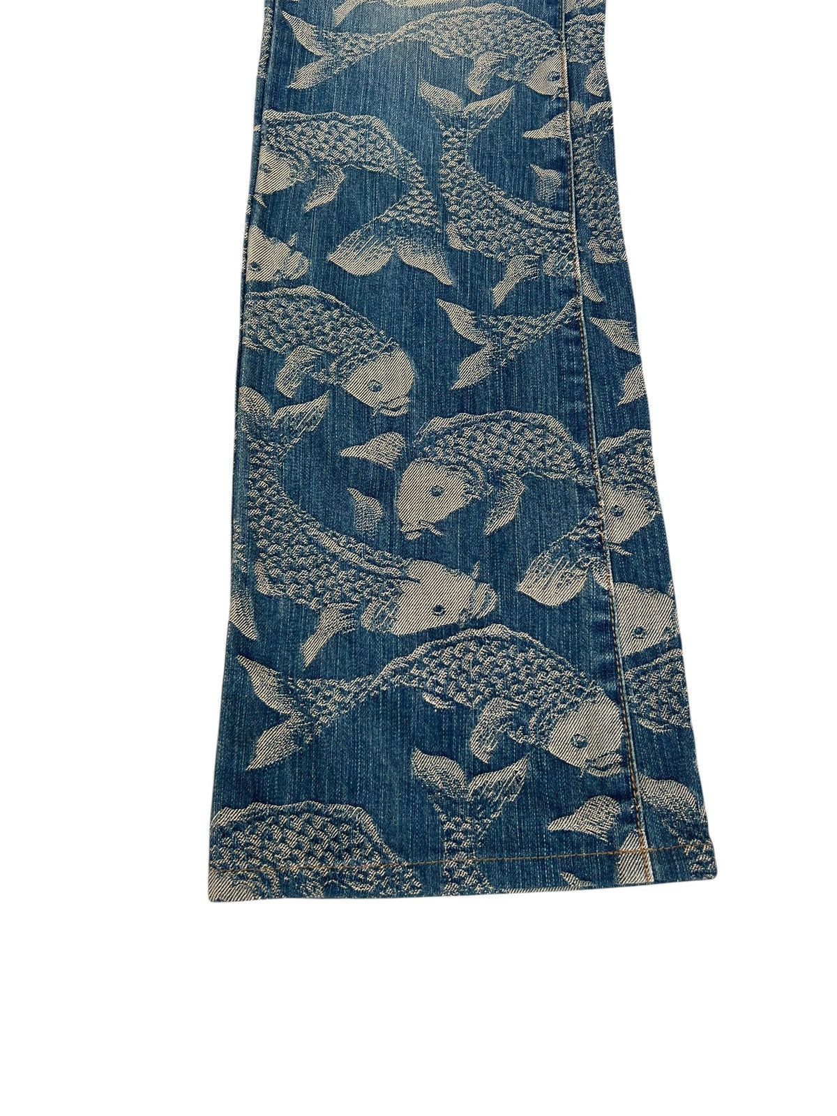 Karakuri Tamashii Mud Mash Mania Japan Embroidery Koi Fish Denim Flare Jeans Size US 29 - 8 Thumbnail