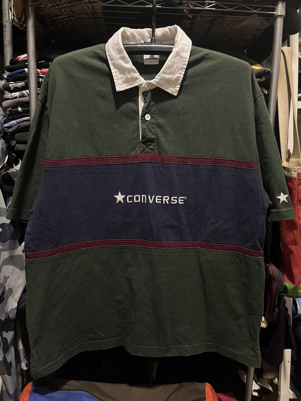 Converse Converse One Star Striped Rugby Shirt Logo Size US L / EU 52-54 / 3 - 1 Thumbnail