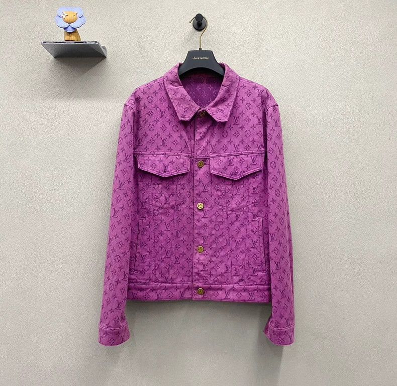 Louis Vuitton LV Purple Monogram Denim Jacket - dmc Size US L / EU 52-54 / 3 - 1 Thumbnail