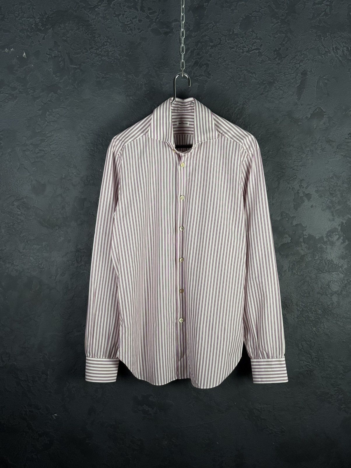 Kiton Kiton Men's Pink Stripe Cotton Long-Sleeve Button Shirt Size US L / EU 52-54 / 3 - 3 Thumbnail
