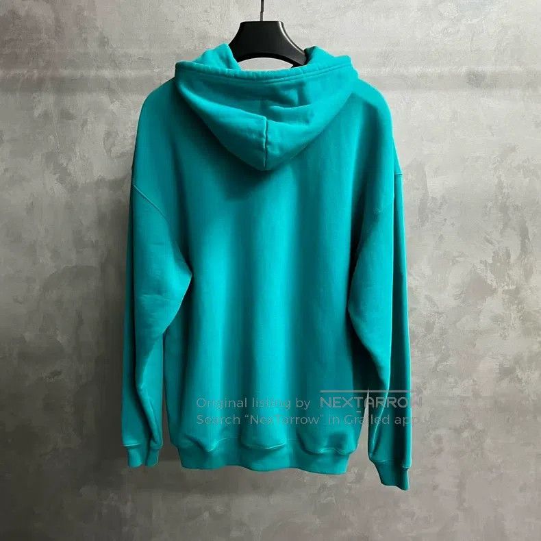 Balenciaga Balenciaga Peacock Blue Logo Embroidered Hooded Sweatshirt Size US XS / EU 42 / 0 - 5 Thumbnail