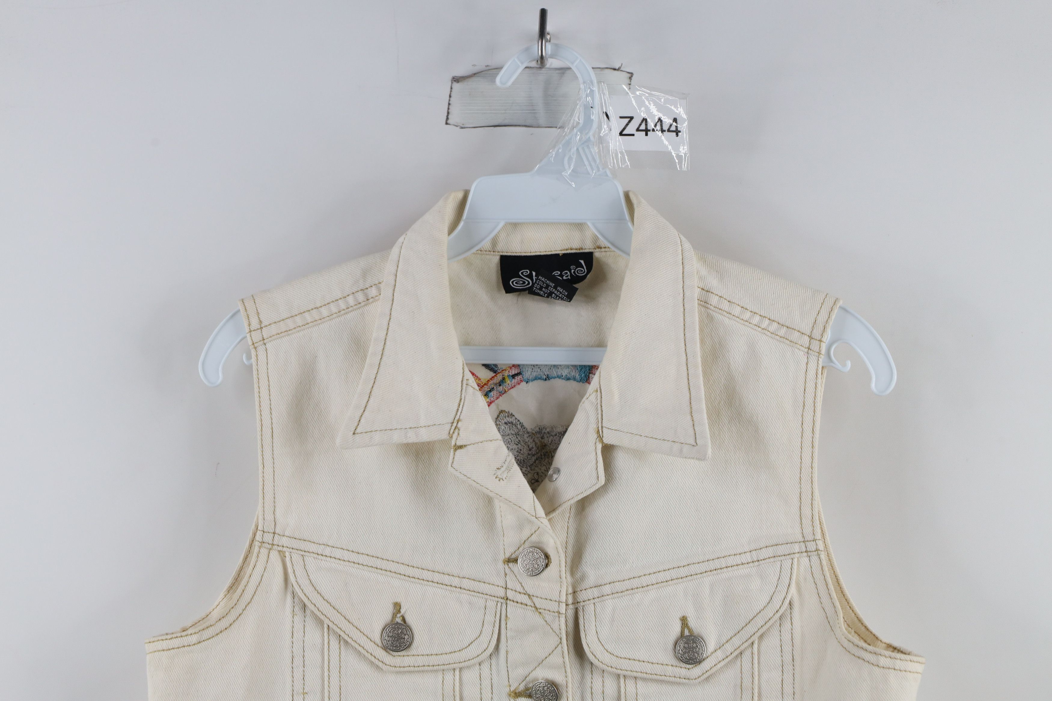 Vintage Vintage 90s Streetwear Wolf Cropped Denim Vest Jacket Size M / US 6-8 / IT 42-44 - 2 Thumbnail
