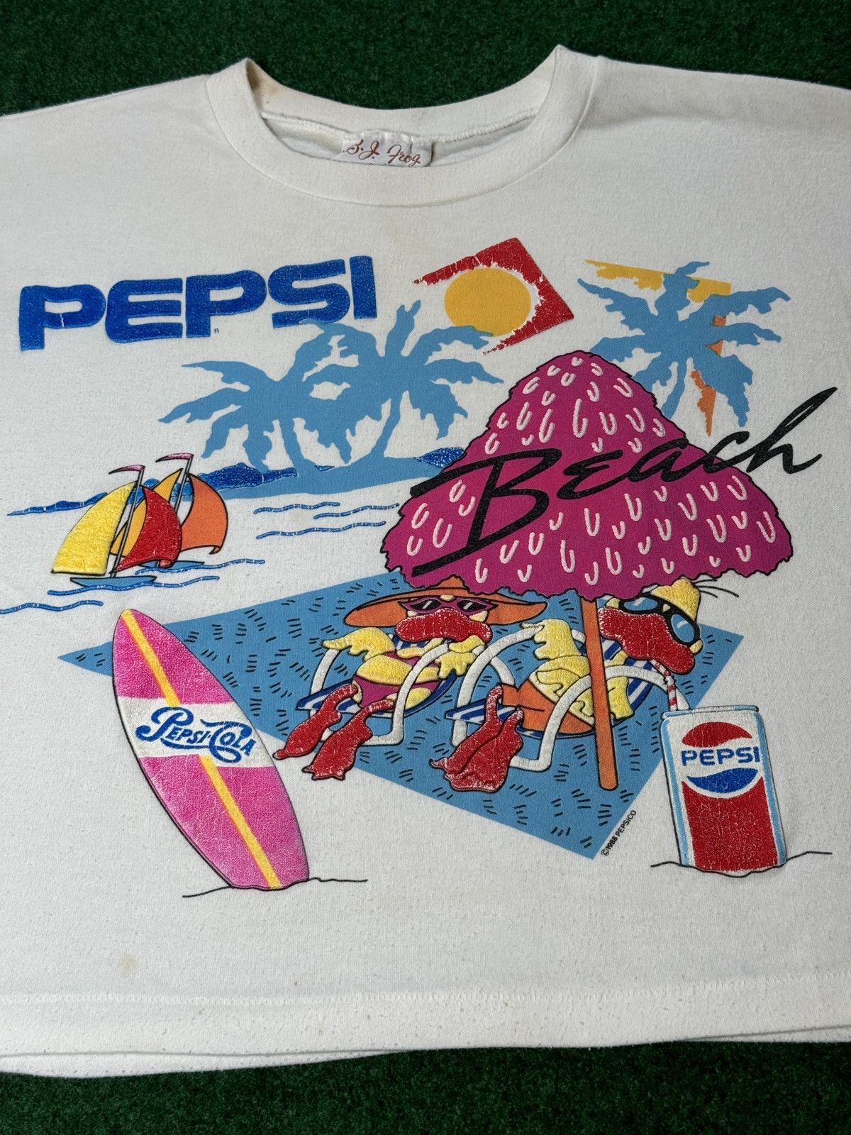 Pepsi × Vintage Vtg 80s RARE Pepsi Cola Fun In The Sun Beach Crop T Shirt Size S / US 4 / IT 40 - 2 Thumbnail