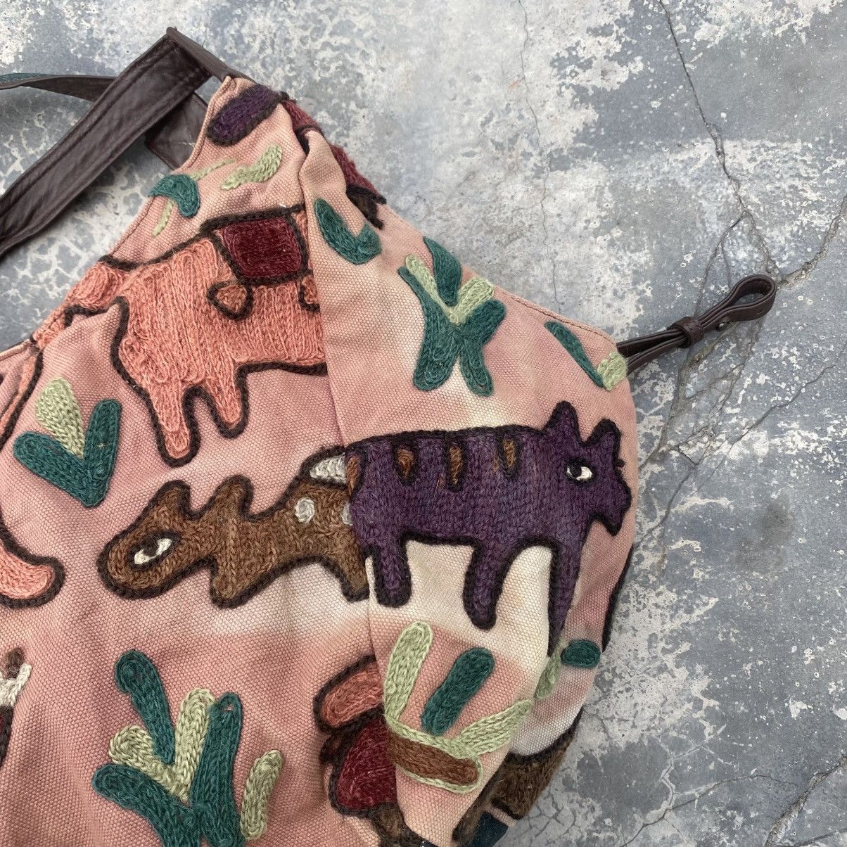 Japanese Brand Hippies Wild Life Embroidery Cotton Bag KAPITAL STYLE Size ONE SIZE - 5 Thumbnail