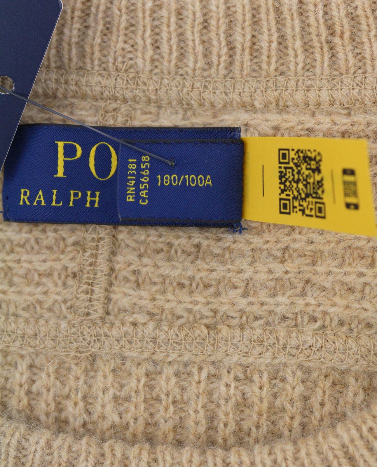 Ralph Lauren BROWN L Wool Alpaca Waffle Knit Pullover 86934 Size US L / EU 52-54 / 3 - 8 Thumbnail
