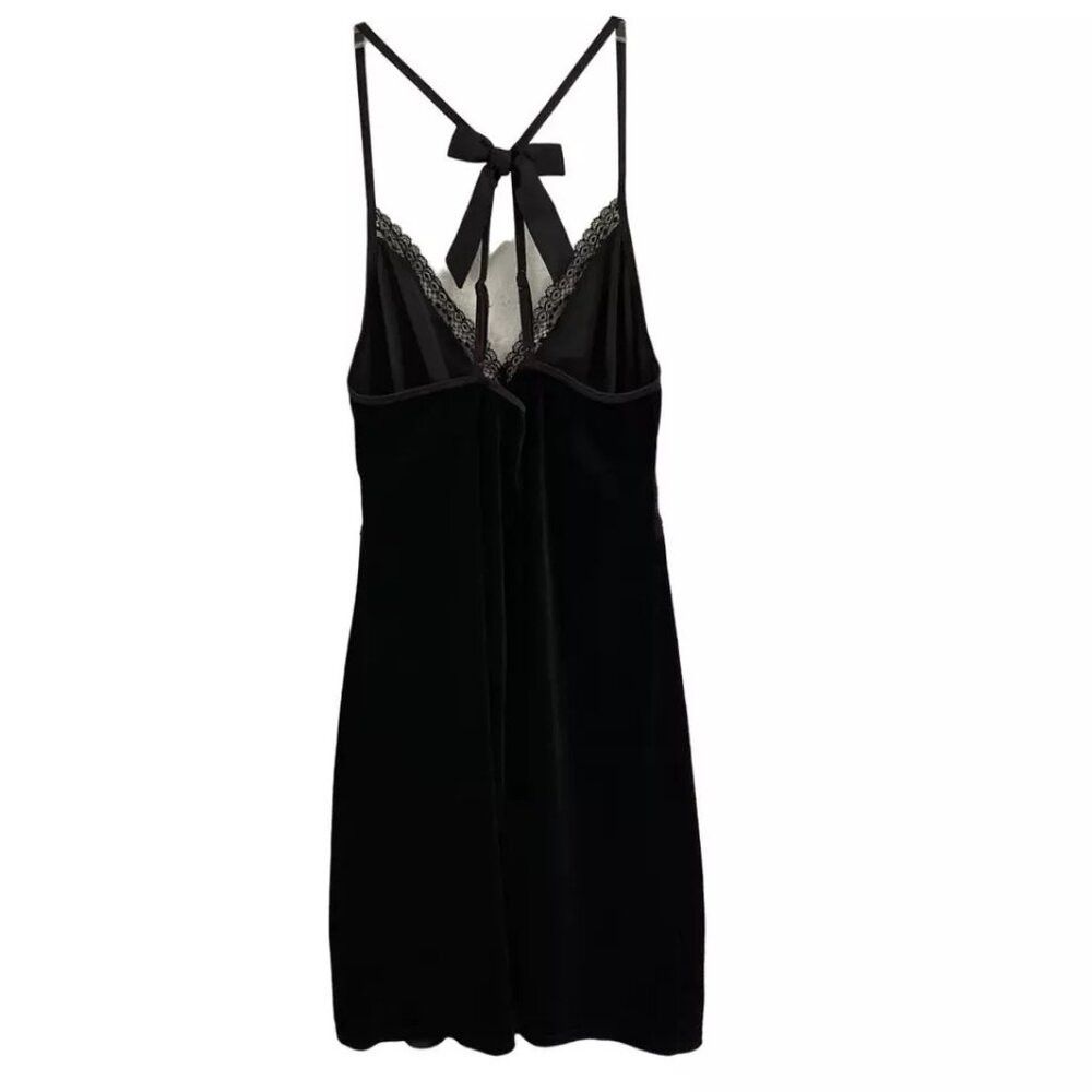 Other Linea Donatella Black Velvet Lace Bow Back Mini Slip Chemis Size L / US 10 / IT 46 - 5 Thumbnail