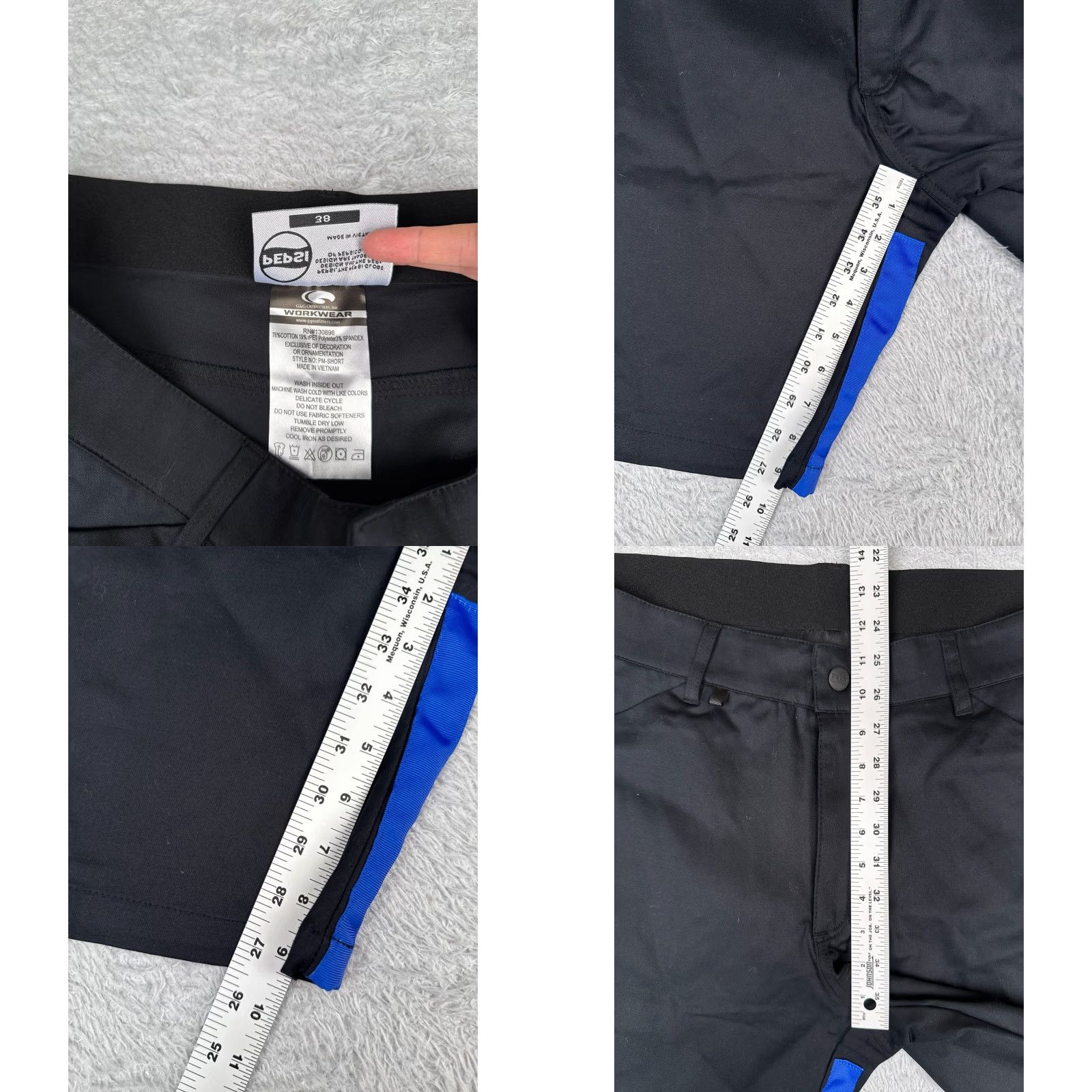 Vintage Pepsi PM-SHORT Workwear Shorts Adult 38 Men Black Cotton 10 Ins Blue Stripe Size US 38 / EU 54 - 8 Thumbnail
