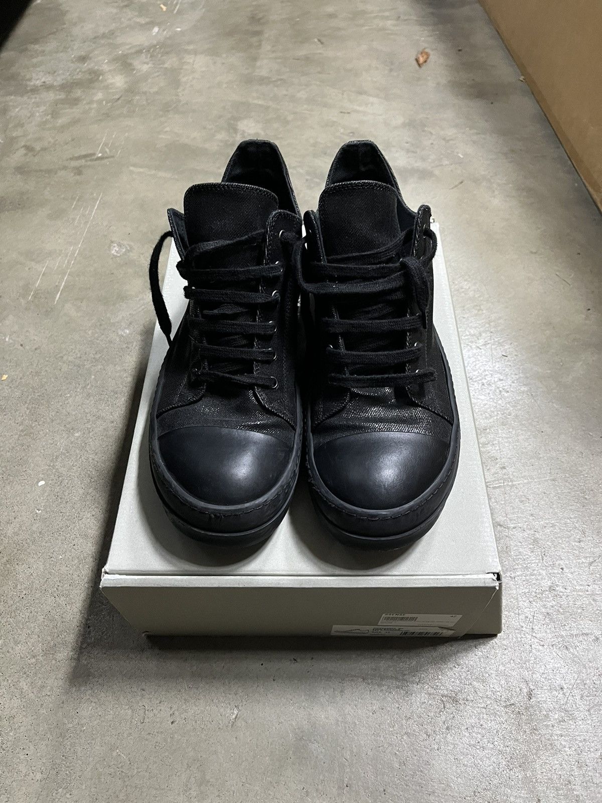 Rick Owens Ricks owen’s ramone lows, Black waxed. | Grailed