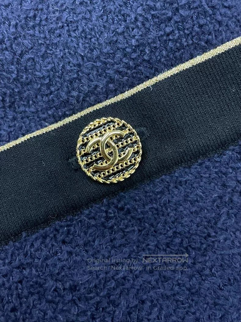 Chanel Chanel Dark blue towel material wide-leg trousers Size 25" / US 0 / IT 36 - 2 Thumbnail