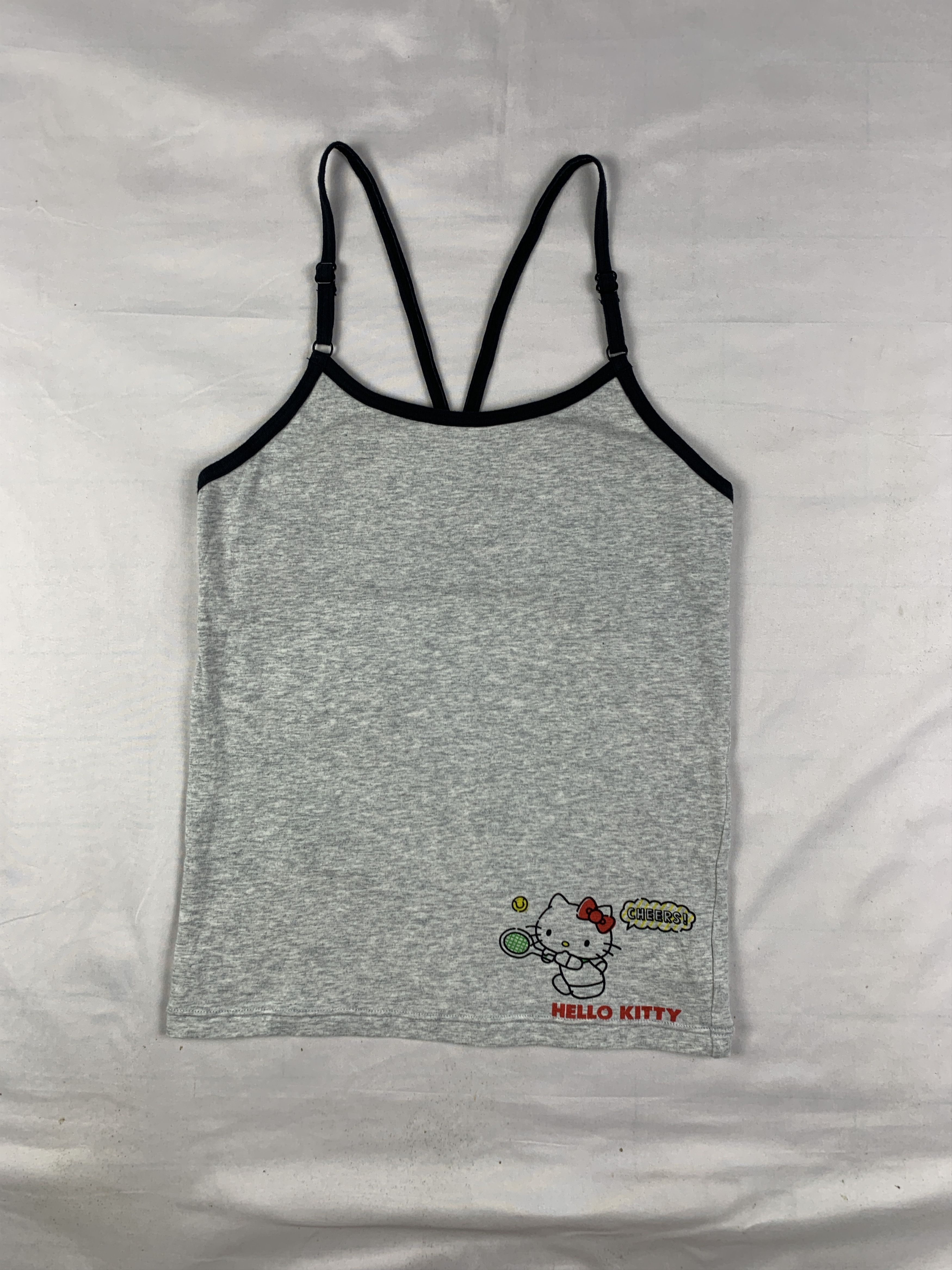 Anime 2000s Hello Kitty Gray Cute Tennis Cami Tank Top (S) Size S / US 4 / IT 40 - 1 Thumbnail