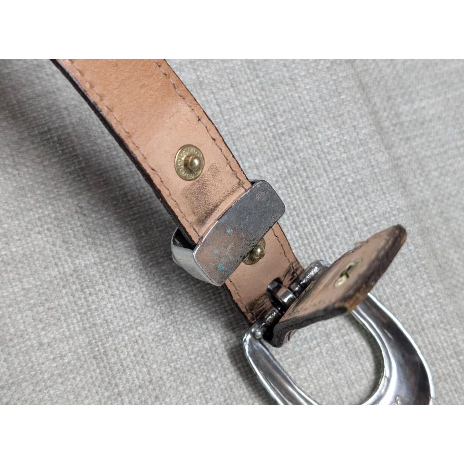 Vintage VINTAGE Nocona USA made concho belt 28 western leather brown crocodile alligator print belt Mens Size 28 - 7 Thumbnail