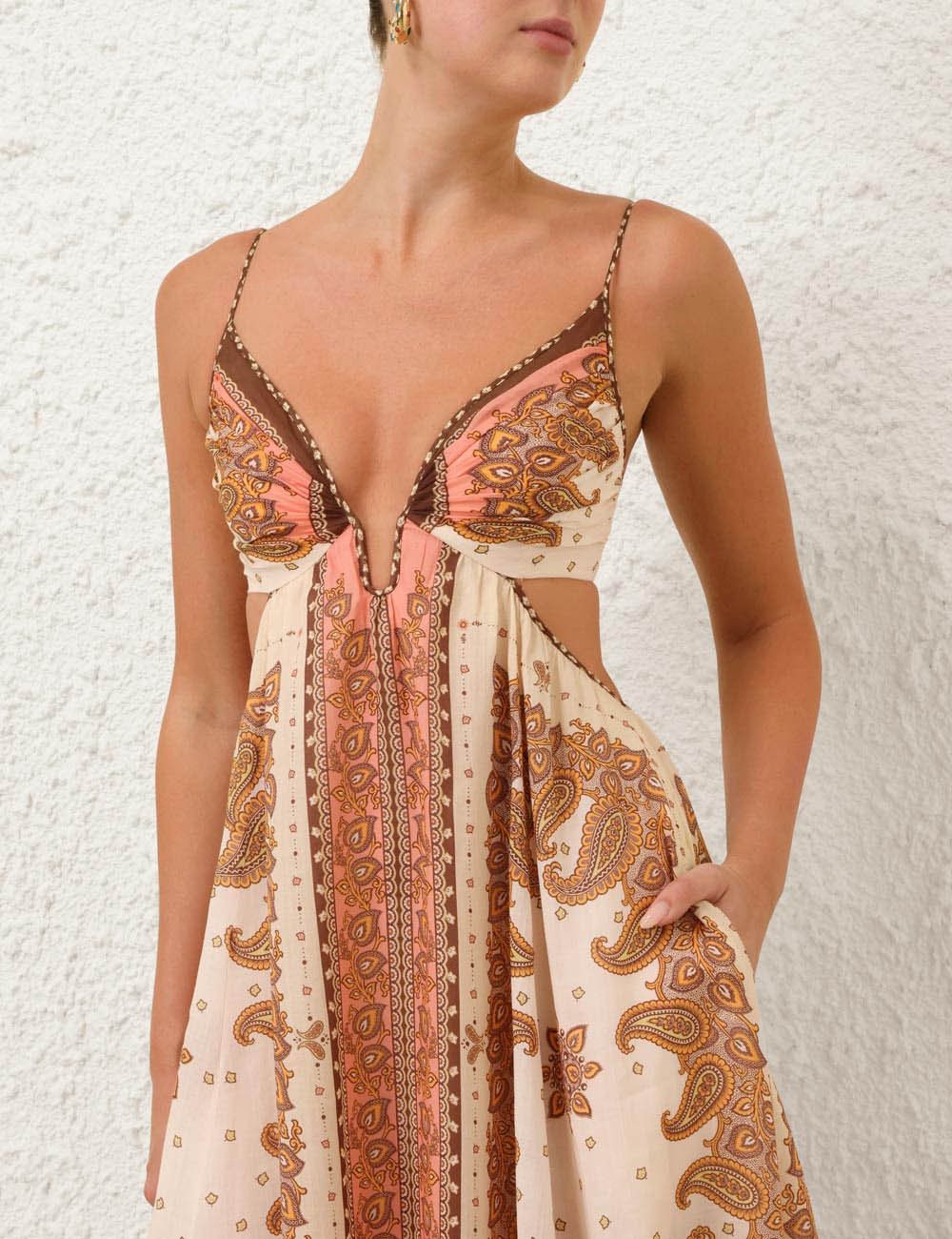 Zimmermann oc11z0126 Maxine Plunge Maxi Dress in Multicolor Size S / US 4 / IT 40 - 5 Thumbnail