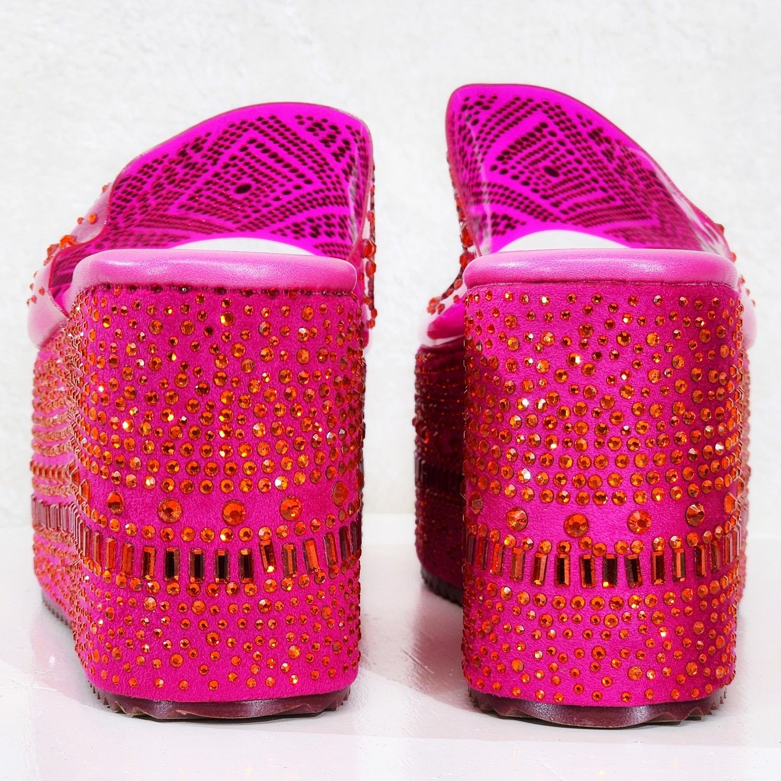 Other Dazzle Hot Pink Slip On 3" Platform Sparkling Rhinestone Fla Size US 7 / IT 37 - 5 Thumbnail