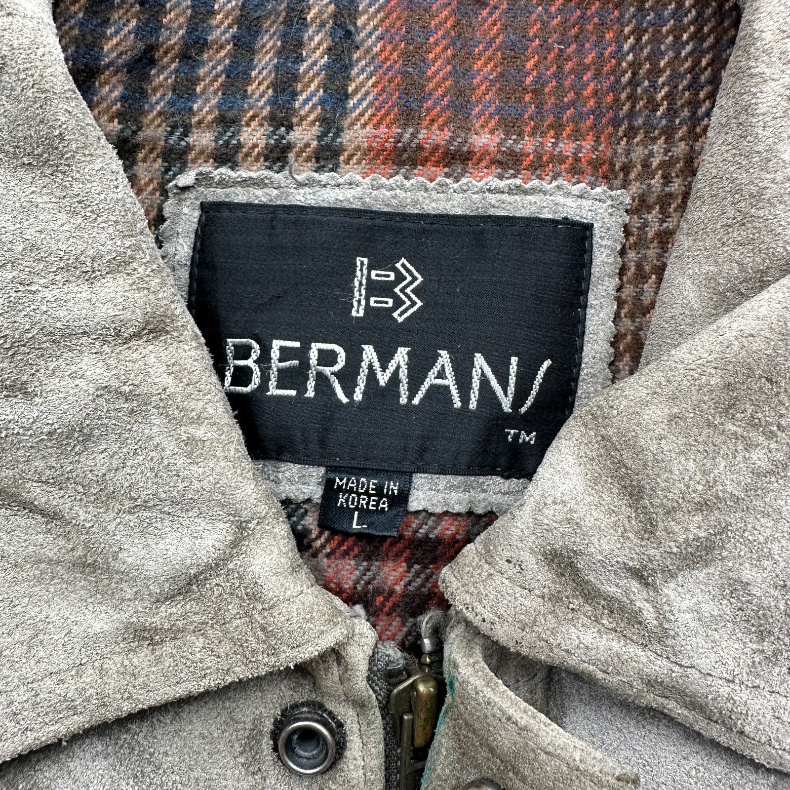 Other VTG Bermans Suede Leather Bomber Jacket Men Large Gray Lined Size US L / EU 52-54 / 3 - 3 Thumbnail