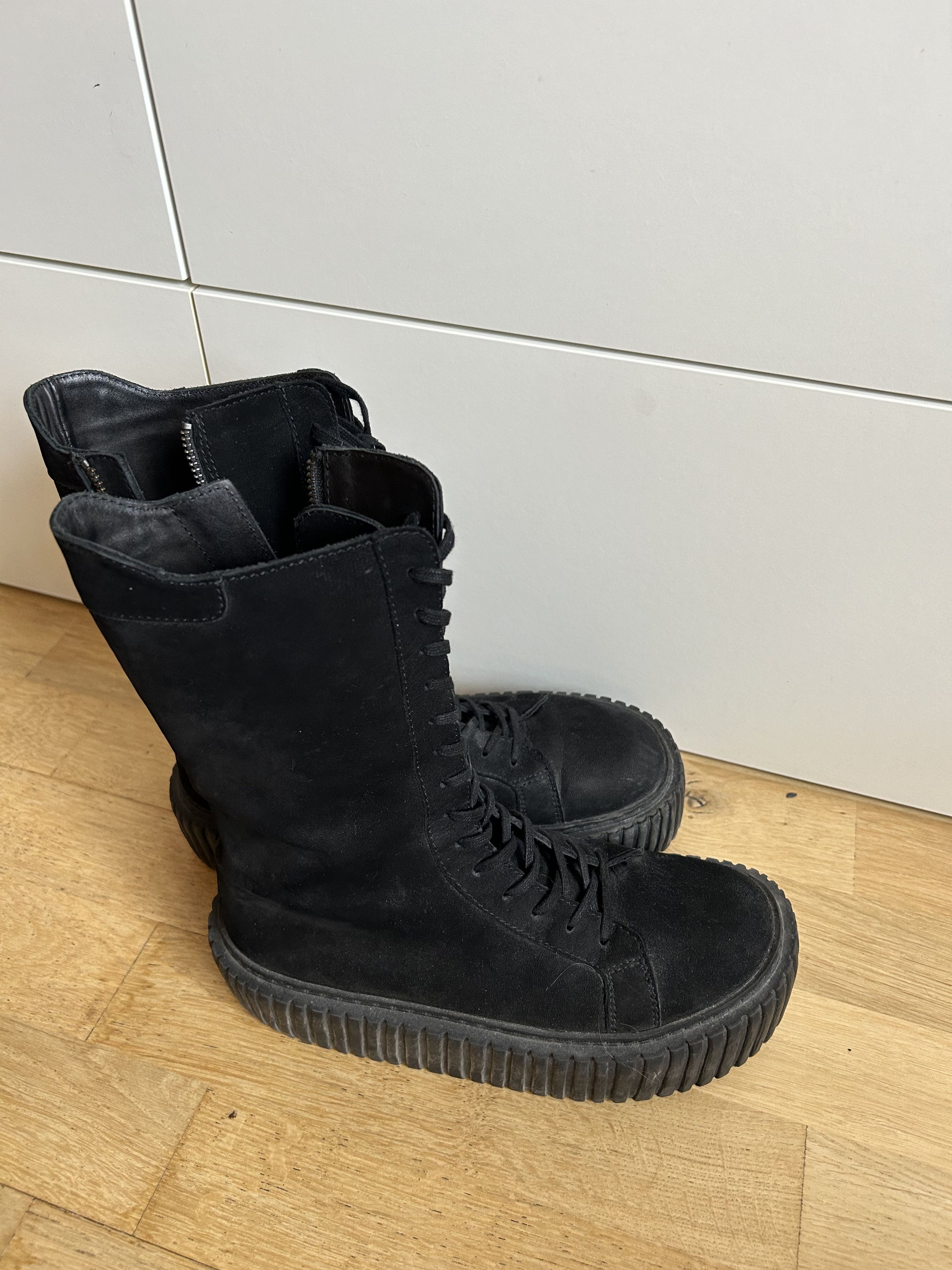 image of Rundholz Lace Up Suede Boots in Black, Women's (Size 7)